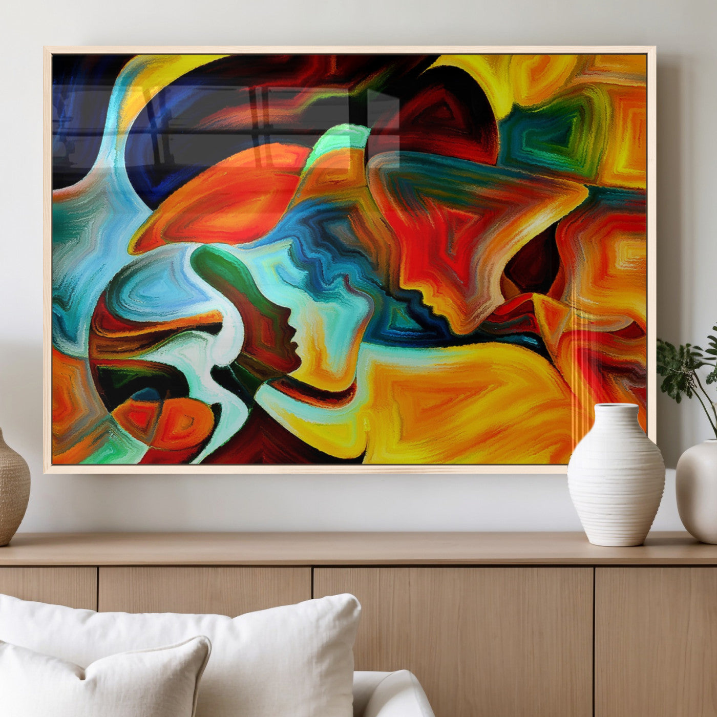 70242-MGV-FP-36X24-3P_Natural-Human Love Figures Abstract Wall Art Canvas Print