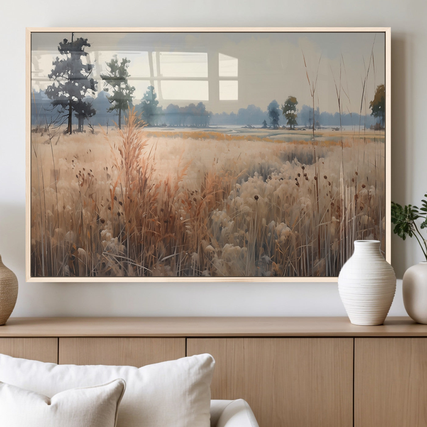 98822-MGV-FP-36X24-3P_Natural-Golden Fields Canvas Wall Art Print – Serene Landscape of Nature’s Tranquility in Minimalist Modern