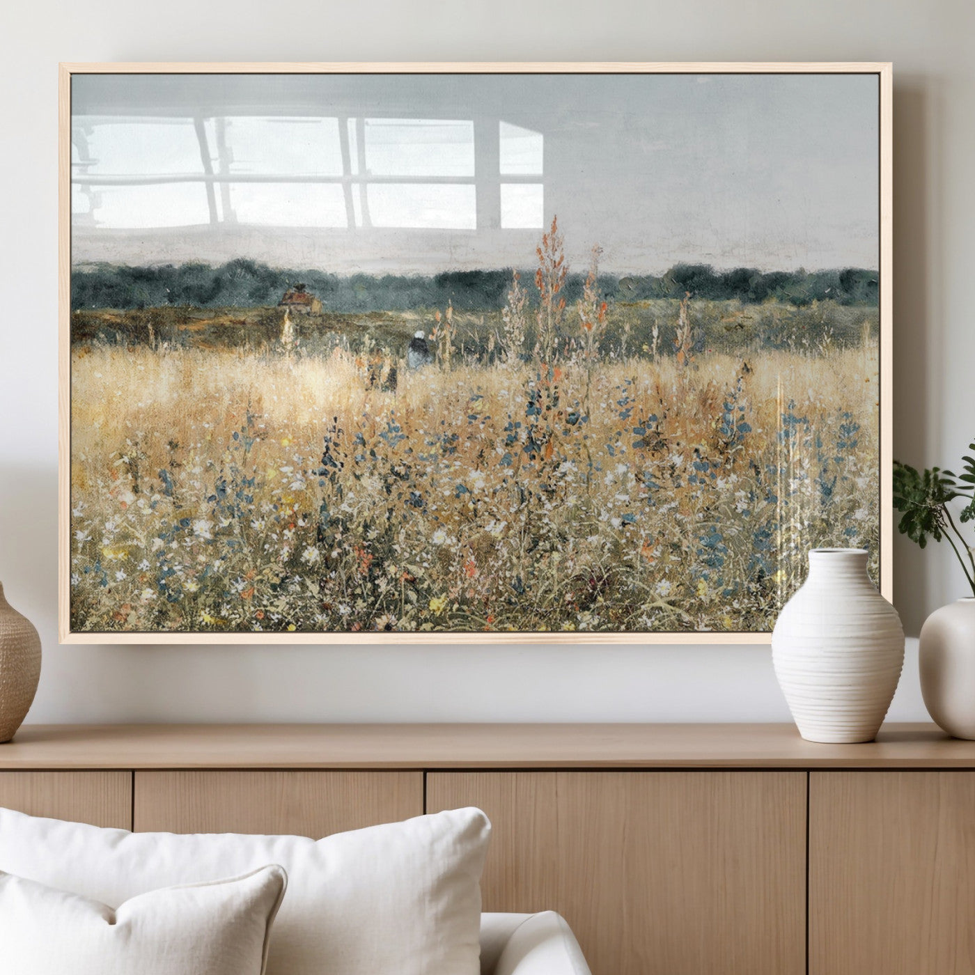 98941-MGV-FP-36X24-3P_Natural-Wildflower Field Wall Art Canvas | Nature-Inspired Landscape Canvas Print for Living Room or Office