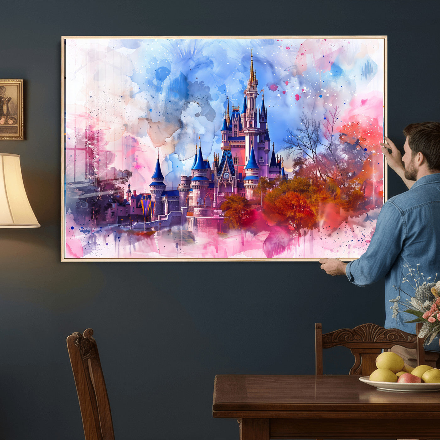 58662-MGV-CV-36X24 - Disney Wall Art: Dreamy Watercolor Cinderella Castle Canvas Print