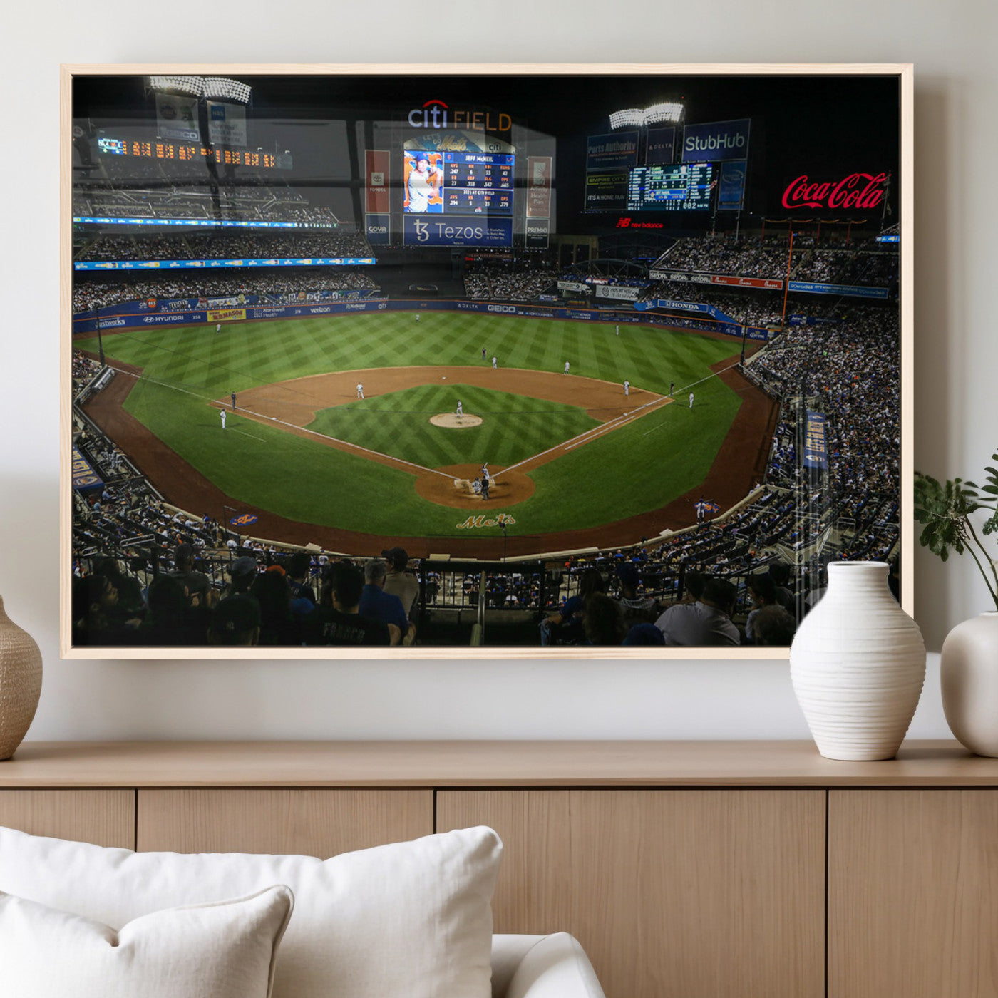 25148-MGV-FP-36X24-3P_Natural-Los Angeles Dodgers Baseball Team Print - California Dodger Stadium Wall Art Canvas Print