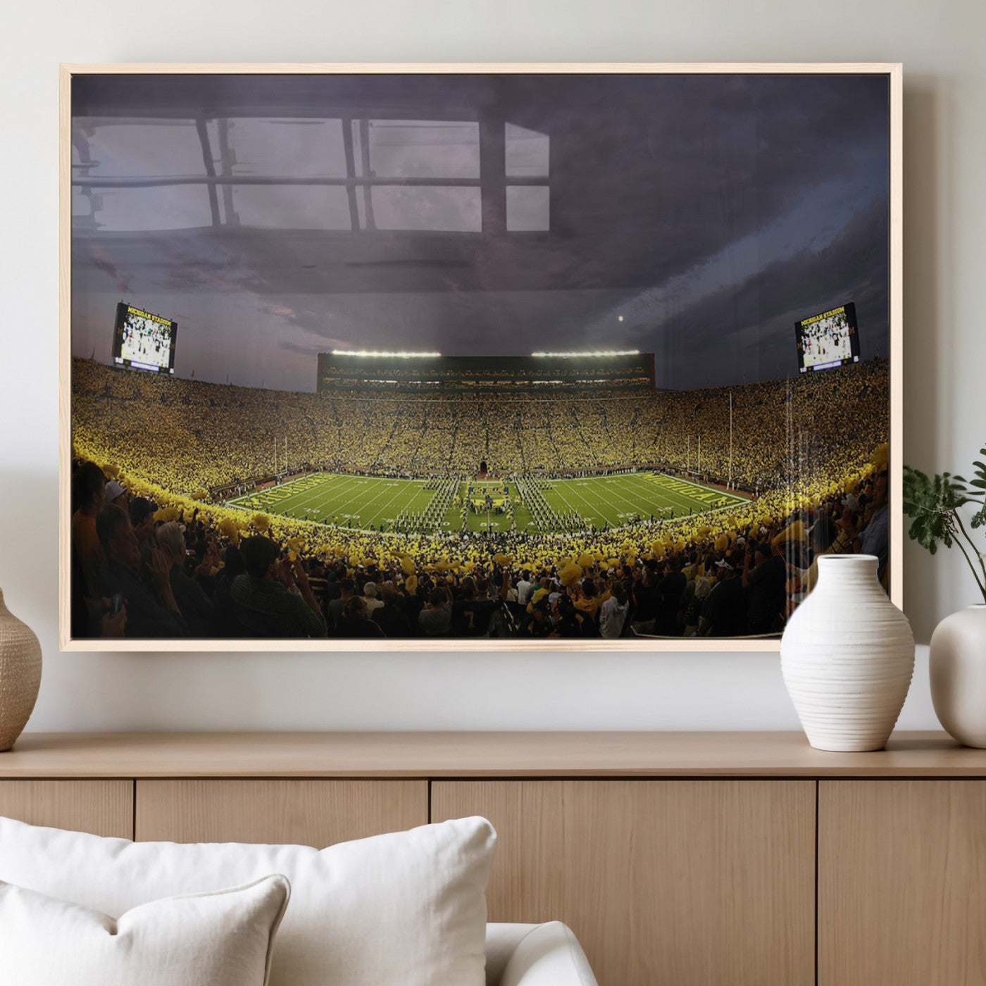 72404-MGV-FP-36X24-3P_Natural-Michigan Wolverines Print - Michigan Stadium Wall Art Canvas Print