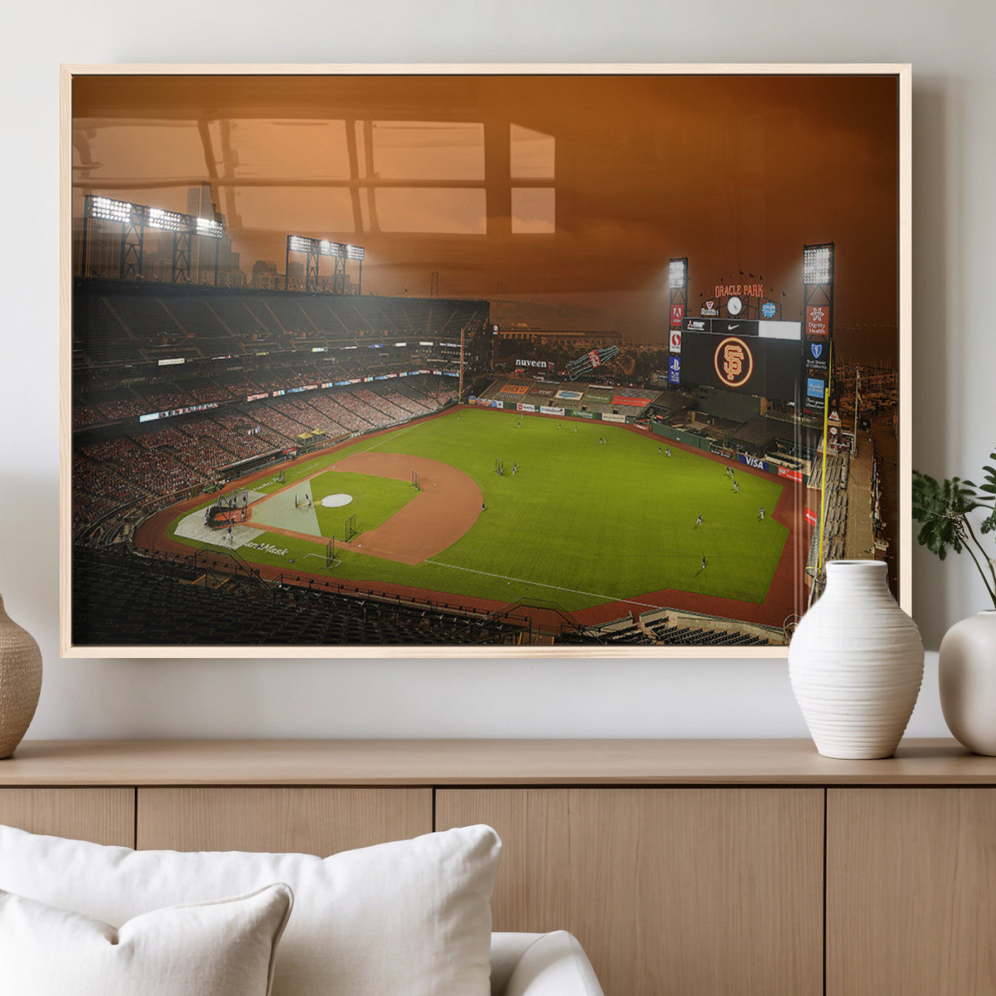 31315-MGV-FP-36X24-3P_Natural-San Francisco Giants Baseball Team Print - Oracle Park Stadium Wall Art Canvas Print