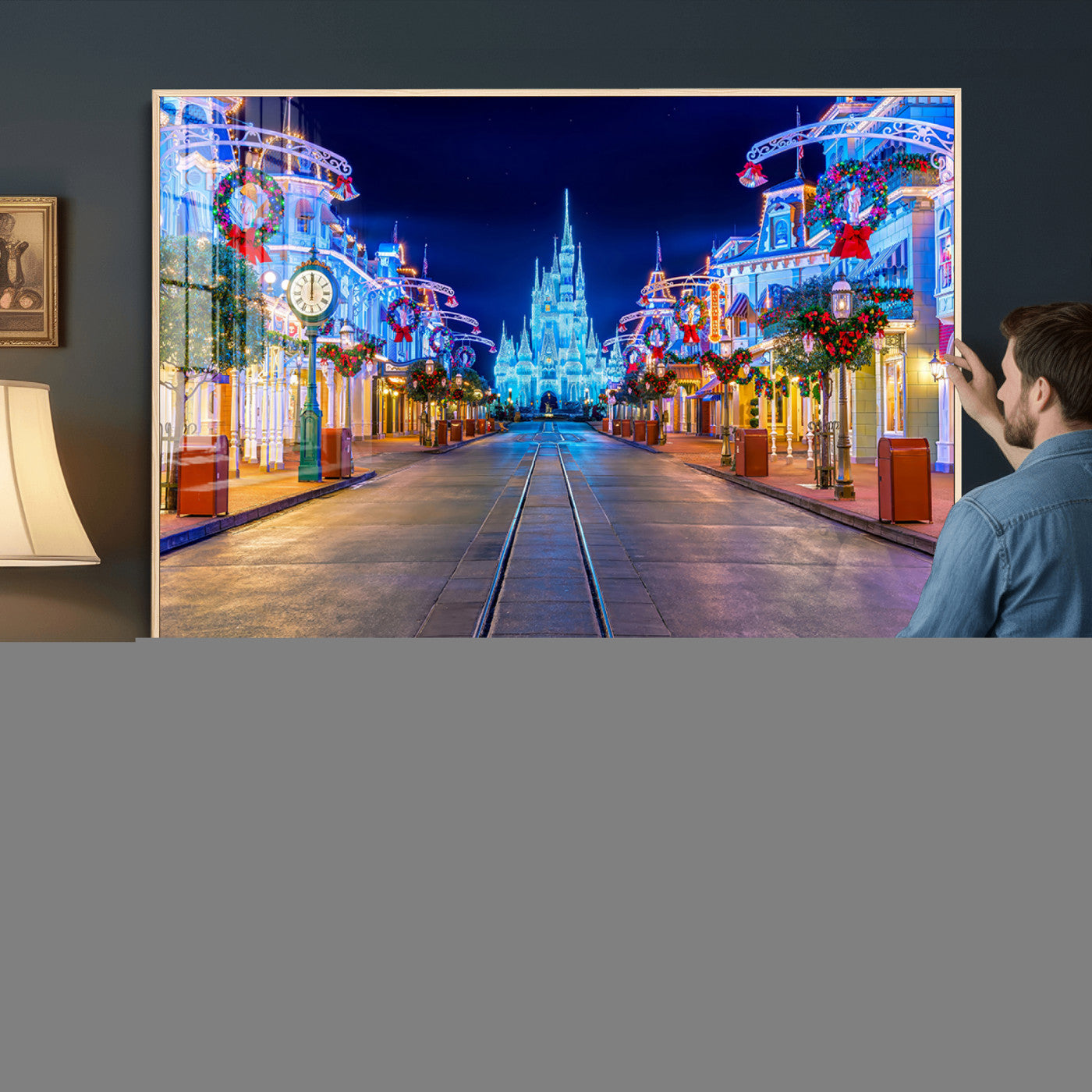 12470-MGV-CV-36X24 - Disney Castle Wall Art – Large Magic Kingdom Canvas Artwork, Fairytale Design, Kids Room Christmas Decor for Home, Office