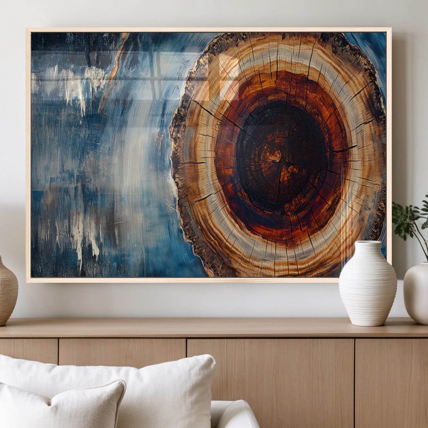 48045-MGV-FP-36X24-3P_Natural-Abstract Tree Rings Wall Art Canvas Print - Wood Grain Rings Canvas Print - Nature Woodland Wall