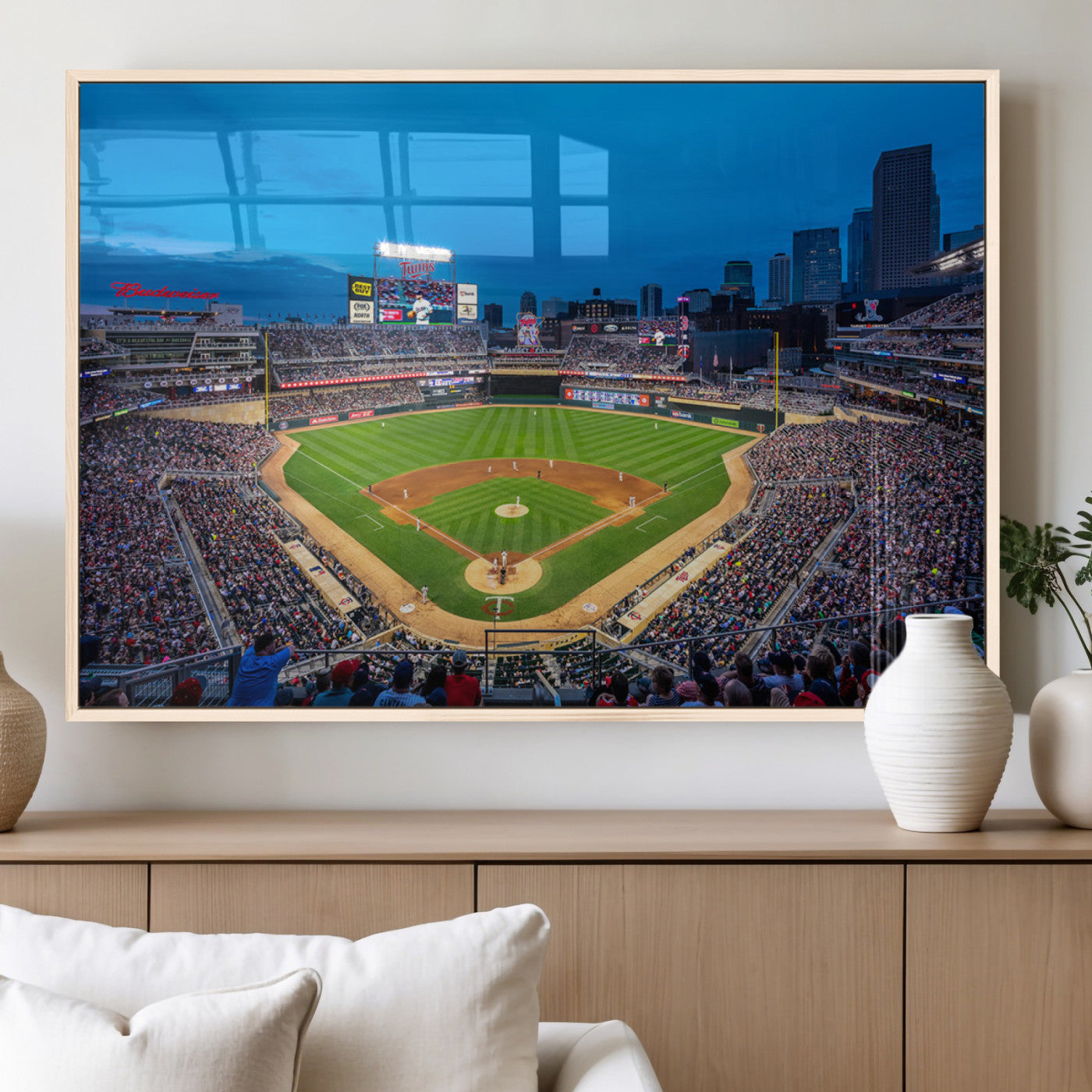 77273035-MGV-FP-36X24-3P_Natural-Target Field Stadium Wall Art Canvas Print – Minnesota Twins Baseball Team Iconic Ballpark Scene for home, office
