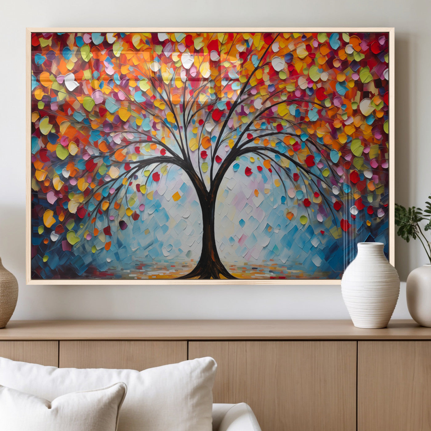 HS2447-MGV-FP-36X24-3P_Natural-Vibrant Tree of Life Canvas Wall Art – Colorful Abstract Nature in Modern Decor - Ready to Hang