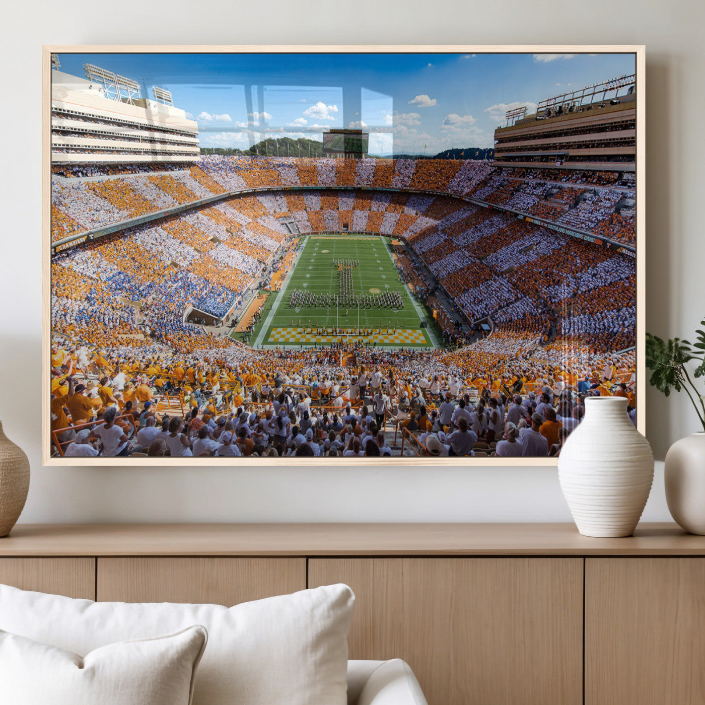 77097951-MGV-FP-36X24 - Tennessee Neyland Stadium Wall Art, Sports Arena Canvas Print, Panoramic Stadium Canvas Artwork for Home, Office