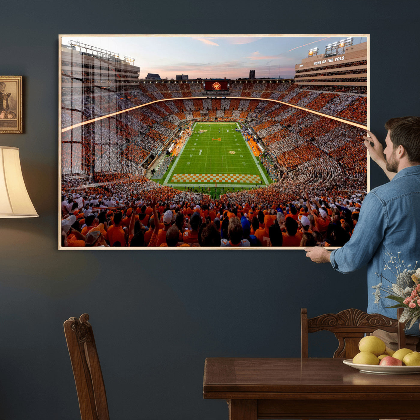37160229-MGV-CV-36X24 - Tennessee Neyland Stadium Wall Art, Sports Arena Canvas Print, Panoramic Stadium Canvas Artwork for Home, Office