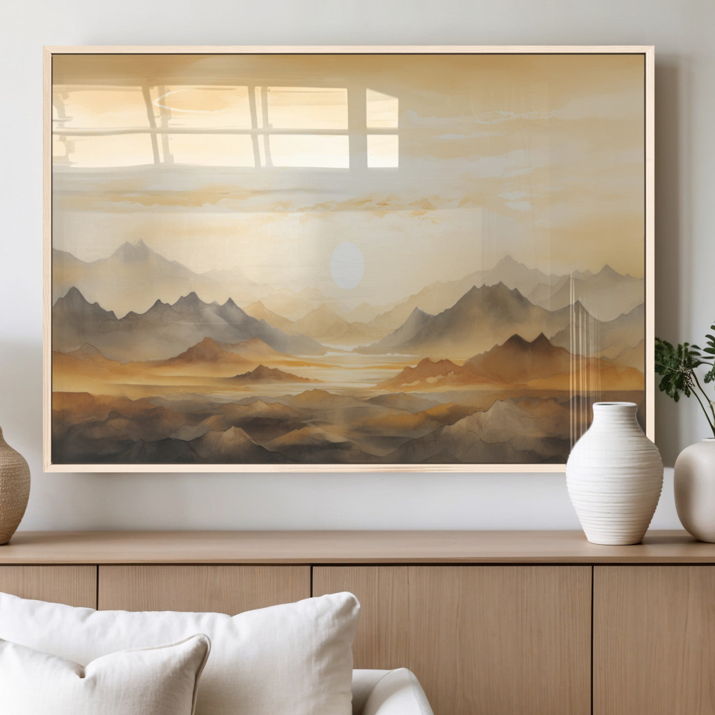 Nihat1-29-MGV-CV-36X24-Sepia Color Abstract Mountain Wall Art Canvas Print