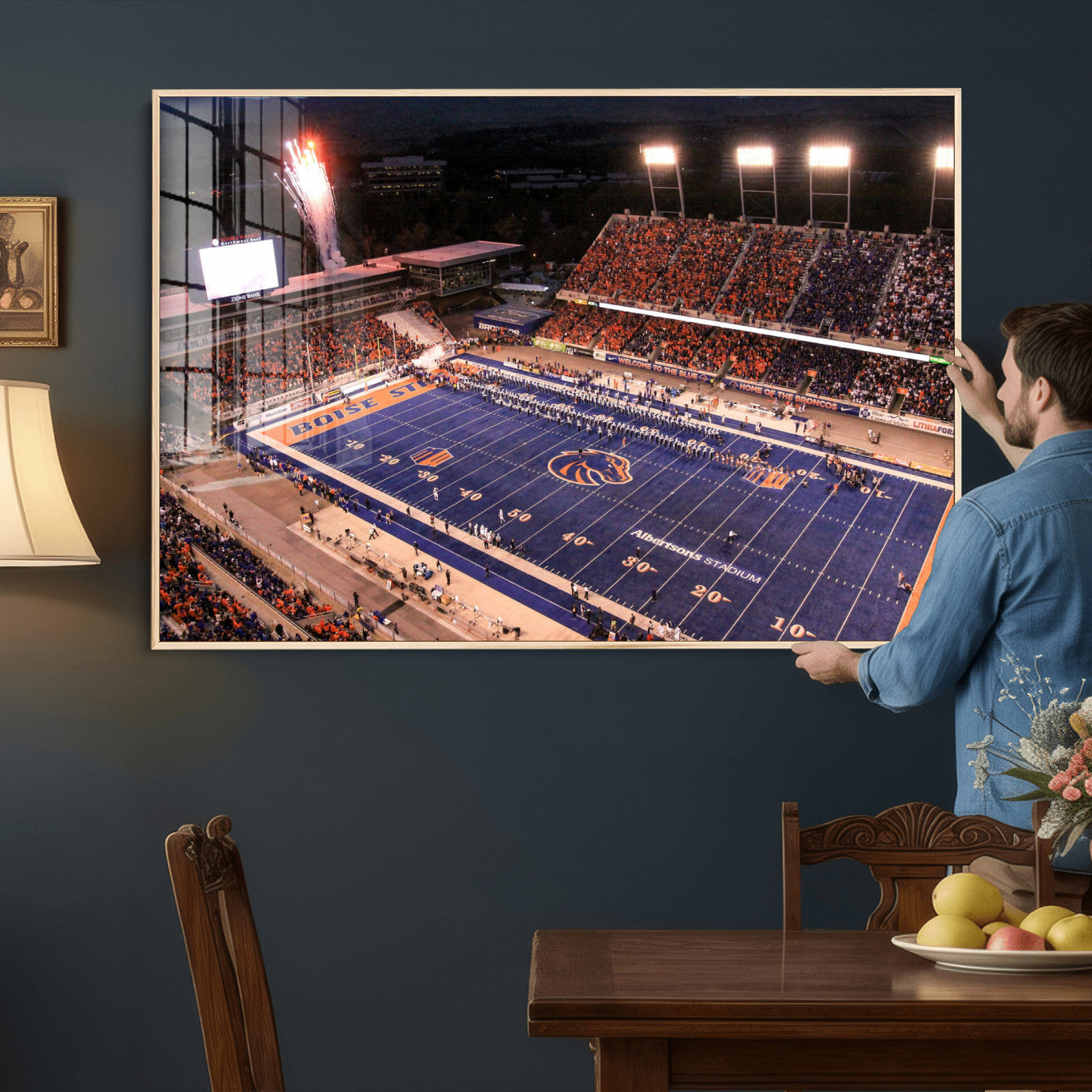 58849575-MGV-CV-36X24 - Boise State Stadium Large Wall Art Canvas Print for Living Room Office Wall Decor