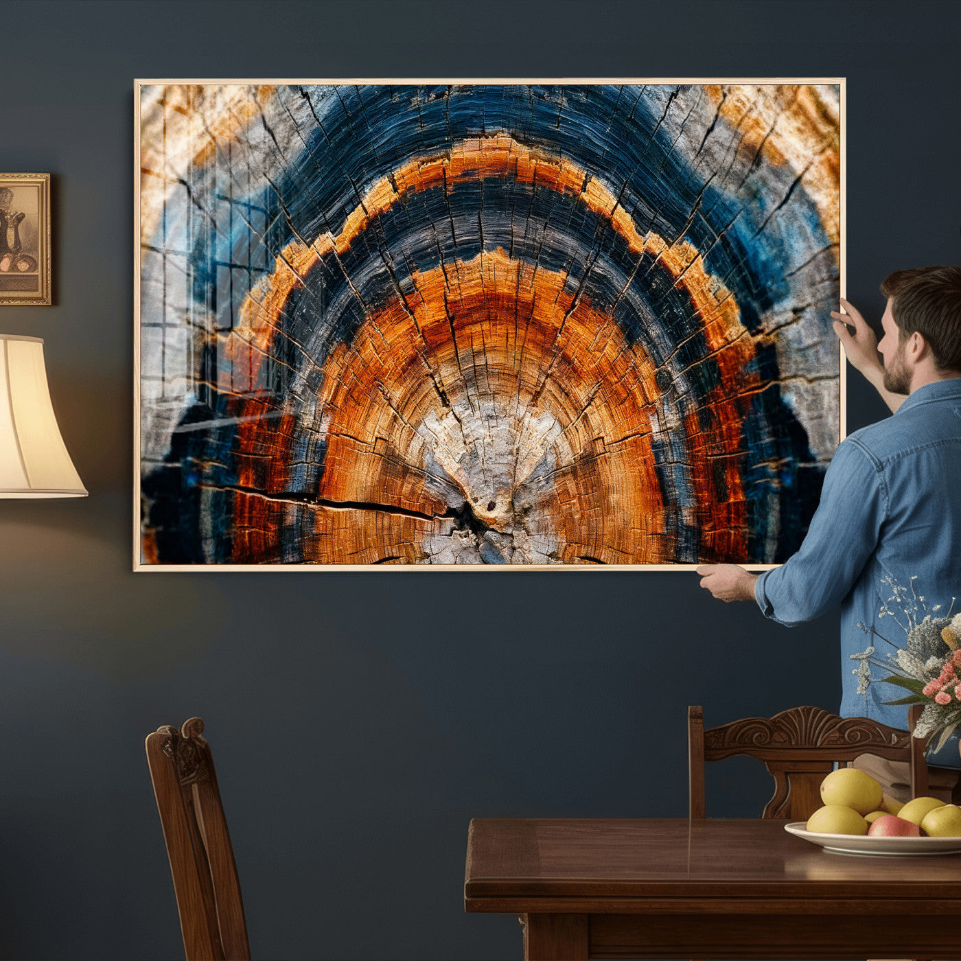 92693966N-MGV-CV-36X24 - Abstract Wood Grain Canvas Print, Tree Ring Pattern Wall Art, Framed Canvas Ready to Hang