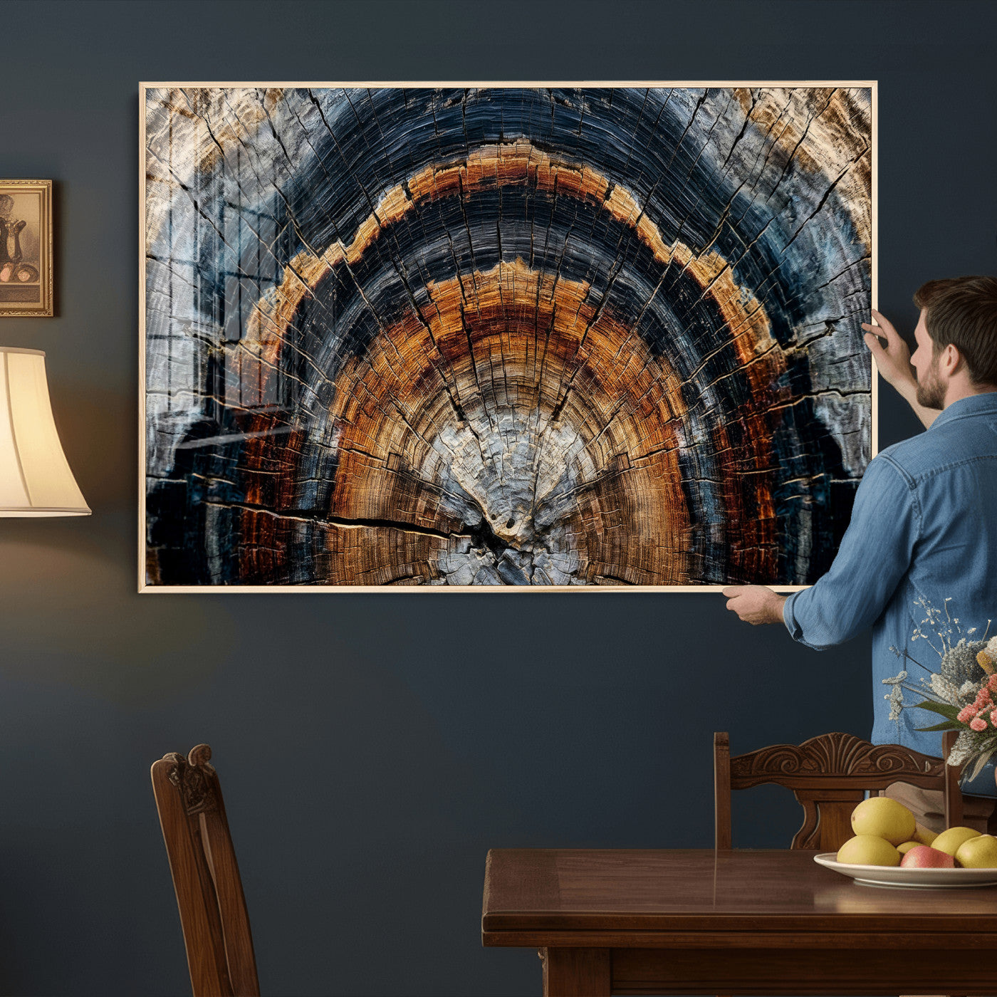 92693966A-MGV-CV-36X24 - Abstract Wood Grain Canvas Print, Tree Ring Pattern Wall Art, Framed Canvas Ready to Hang