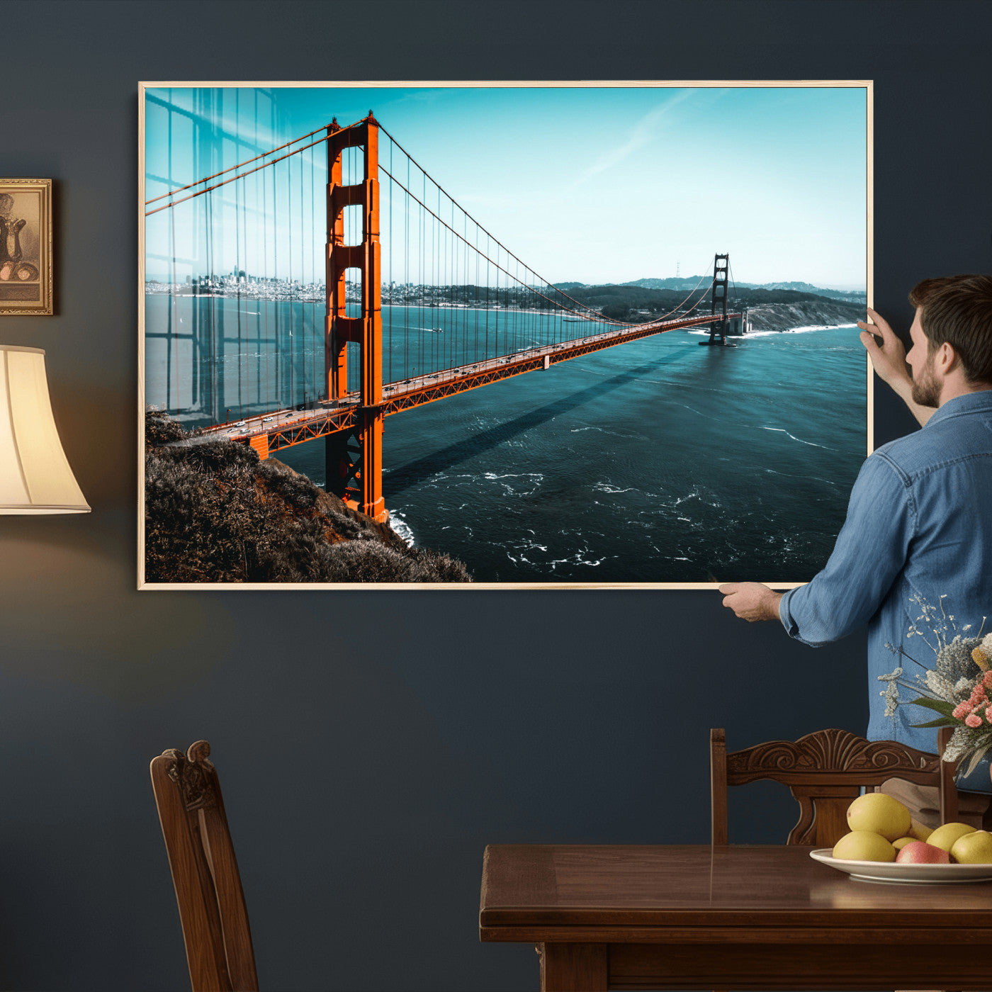 73996404-MGV-CV-36X24 - Golden Gate Bridge Wall Art Canvas Print – San Francisco Landmark Photography Artwork Print for Living Room, Office, and Modern Decor