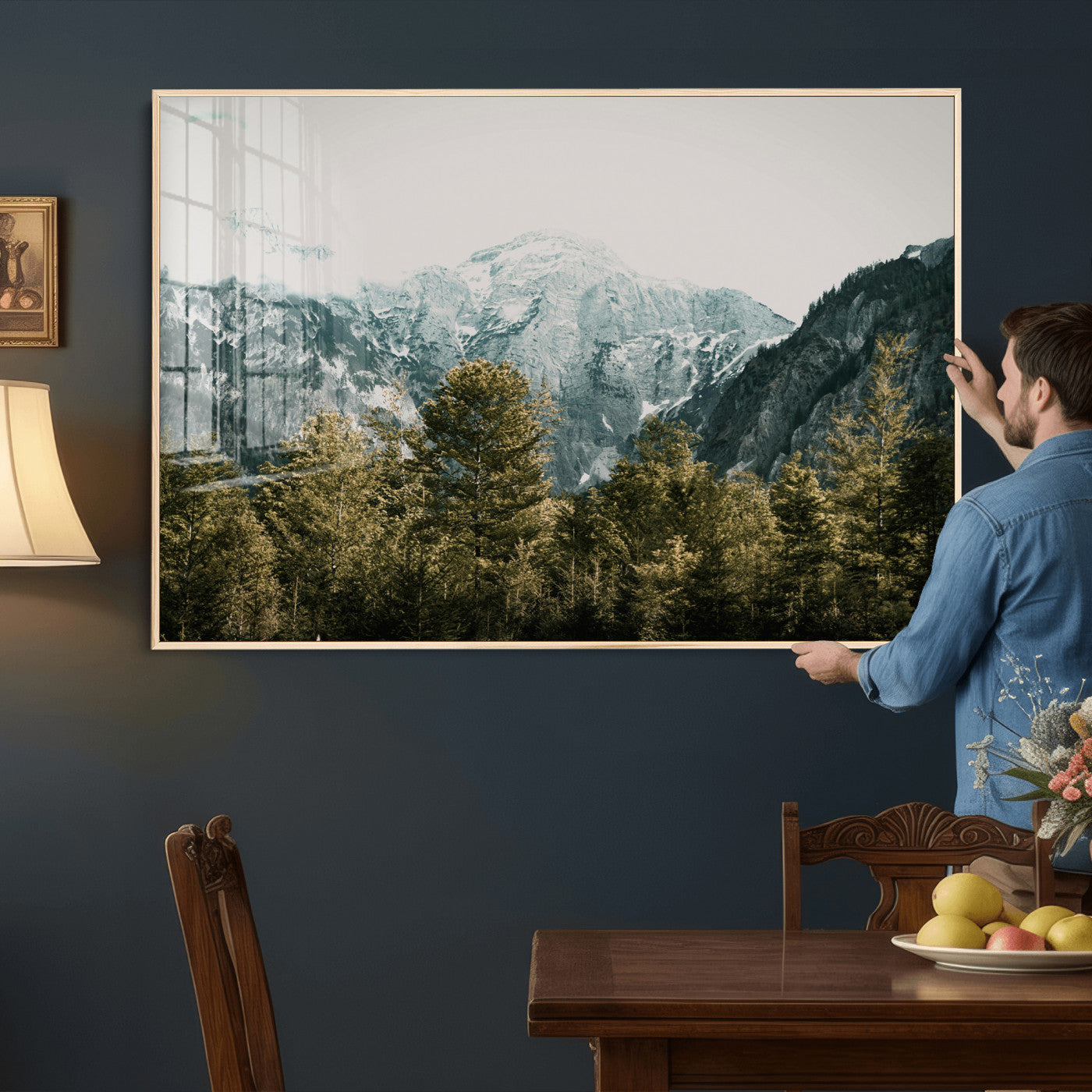 48479662-MGV-CV-36X24 - Mountain Forest Wall Art Canvas Print, Alpine Landscape Nature Photography, Moody Wilderness Wall Decor