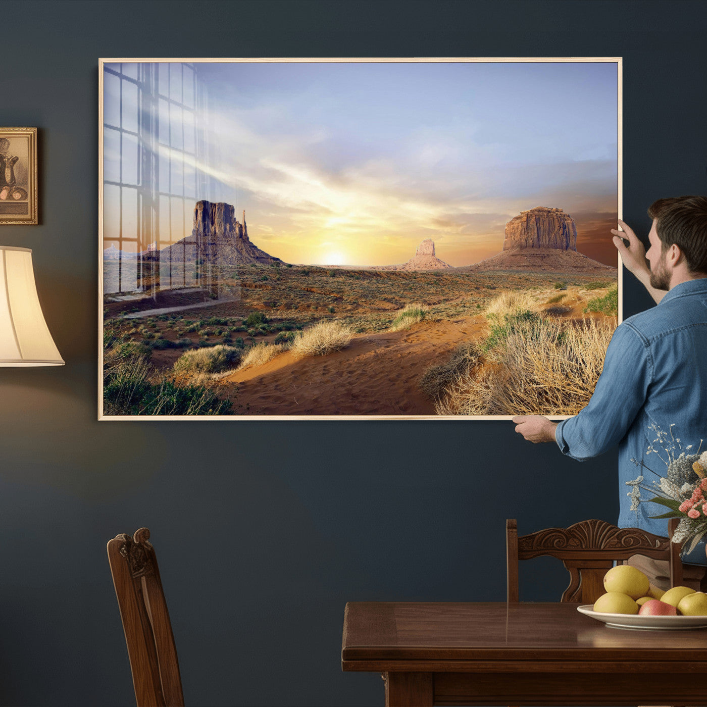 14901845-MGV-CV-36X24 - Monument Valley Desert Landscape Wall Art Canvas Print, Southwest Desert Rock Formation Canvas Print, Western Red Rock Panorama Art Printing
