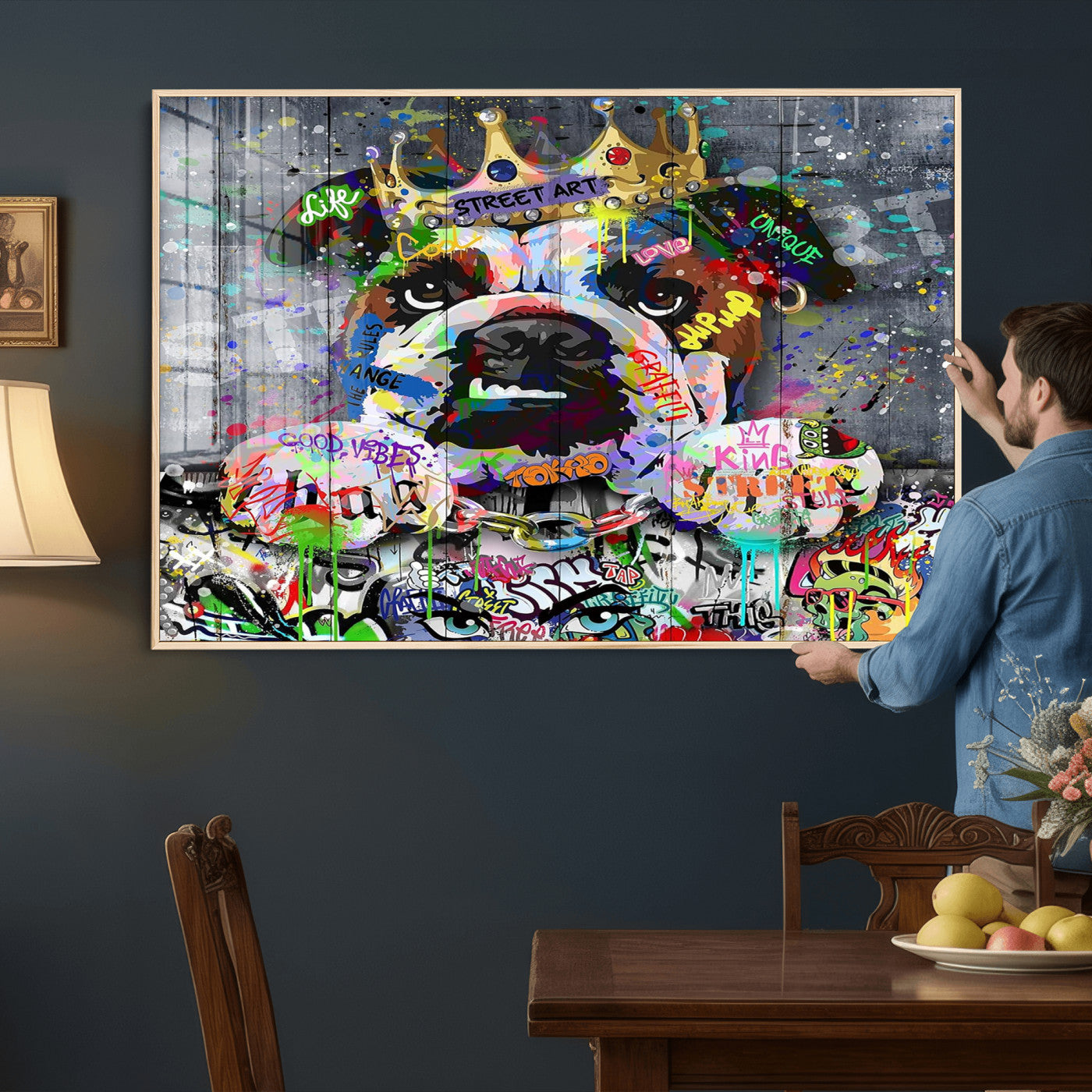 45209731-MGV-CV-36X24 - Dog Wall Decor for Teen Bedroom Decor - Graffiti Animal Canvas Wall Art for Teen Room Decor - Abstract Wall Painting Ready to Hang