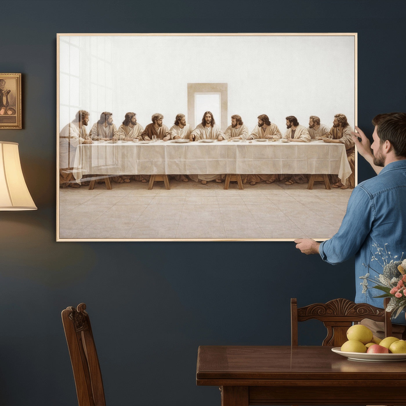 76380069-MGV-CV-36X24 - The Last Supper Wall Art Canvas Print, Jesus Christ Biblical Scene Canvas Print, Christian Religious Artwork for Church Living Room Decor