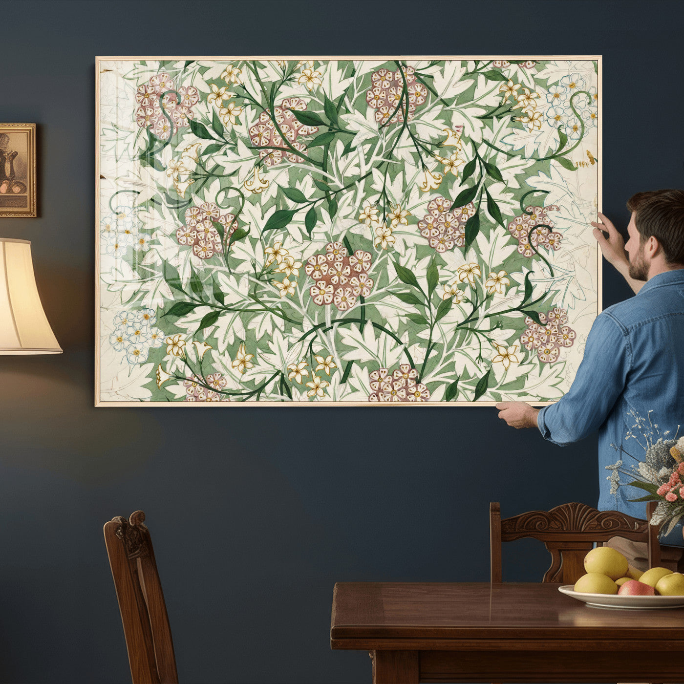 33560597-MGV-CV-36X24 - William Morris Jasmine 1872 Canvas Wall Art — Arts and Crafts Botanical Print | Vintage Green Floral Decor | Cottagecore Gift | Classic Art