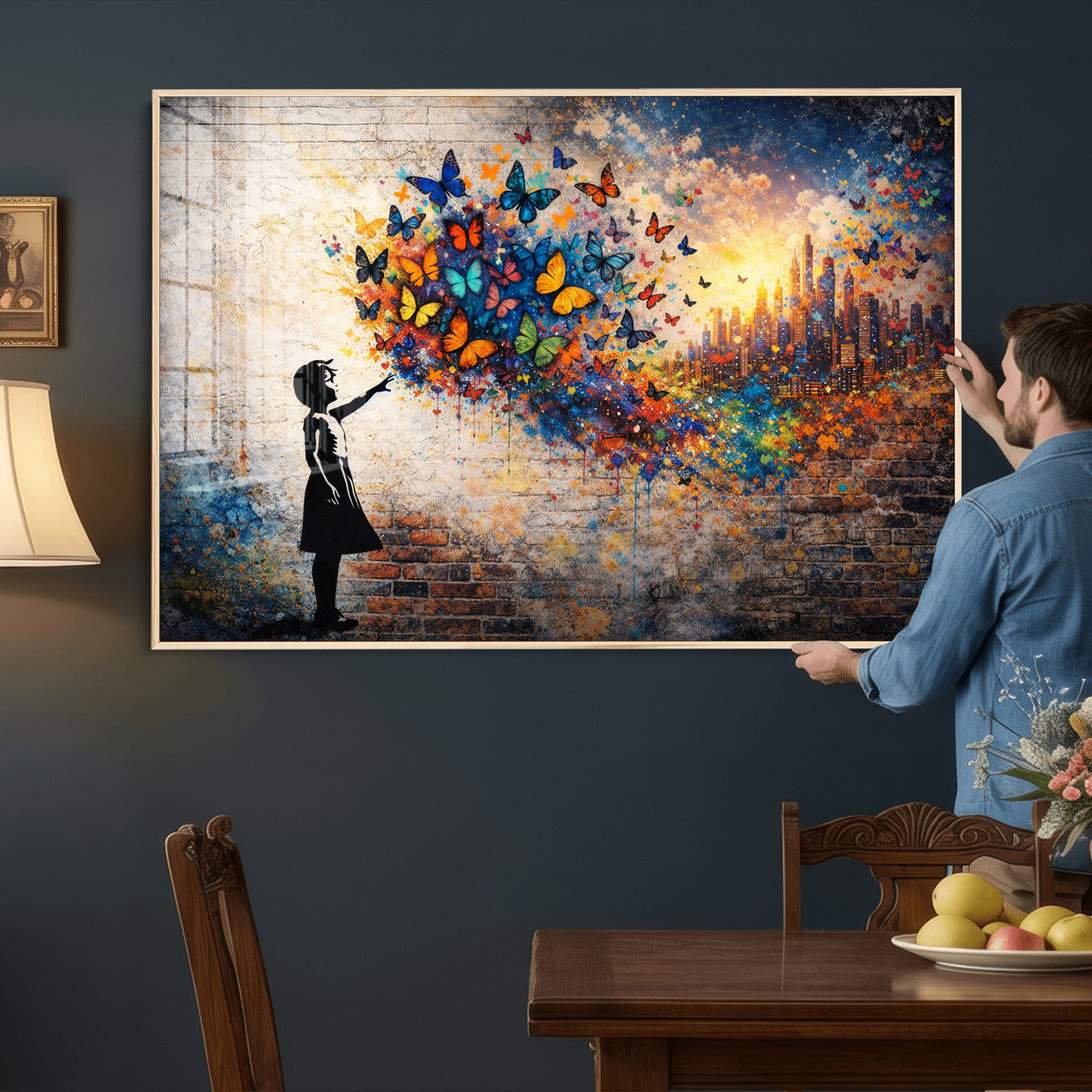 21540821-MGV-CV-36X24 - Banksy Girl Wall Art Canvas Print for Living Room Decor