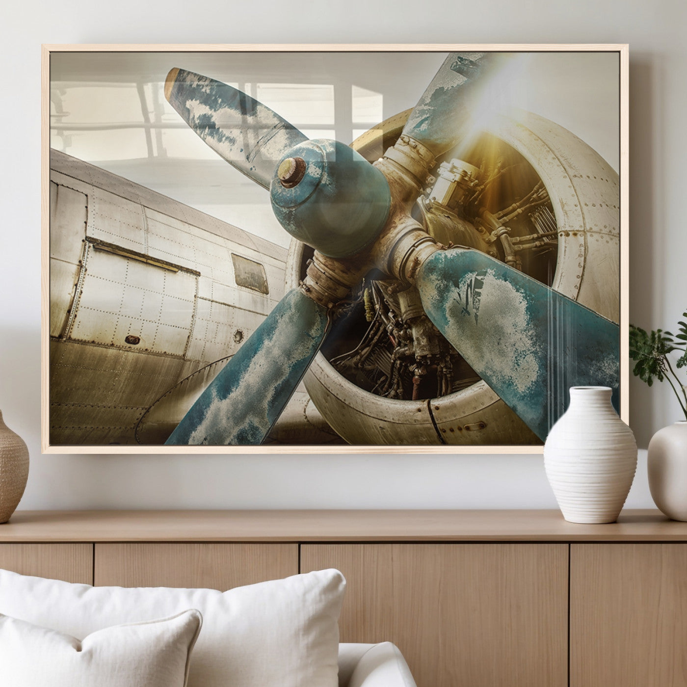 14106-MGV-FP-36X24-3P_Natural-Vintage Airplane Canvas Print