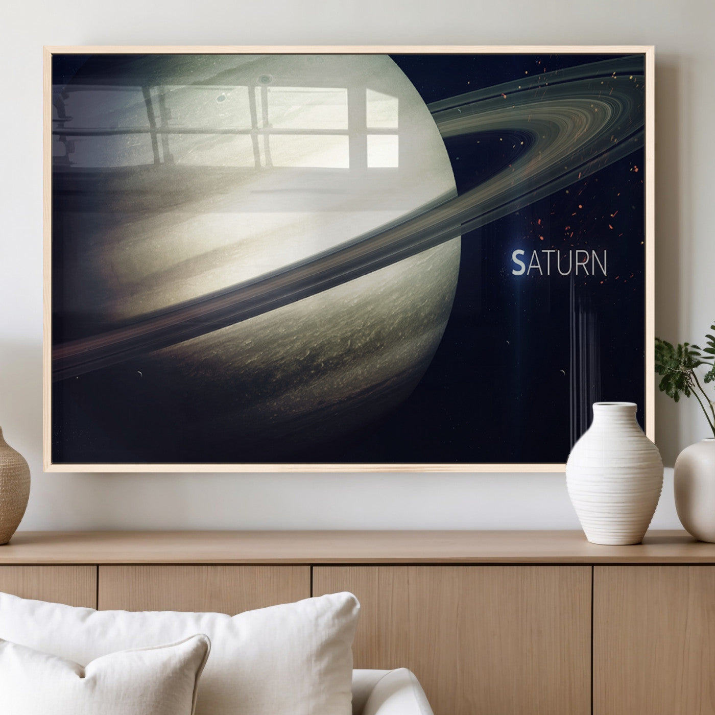 53060-MGV-FP-36X24-3P_Natural-Framed Saturn Wall Art Canvas Print