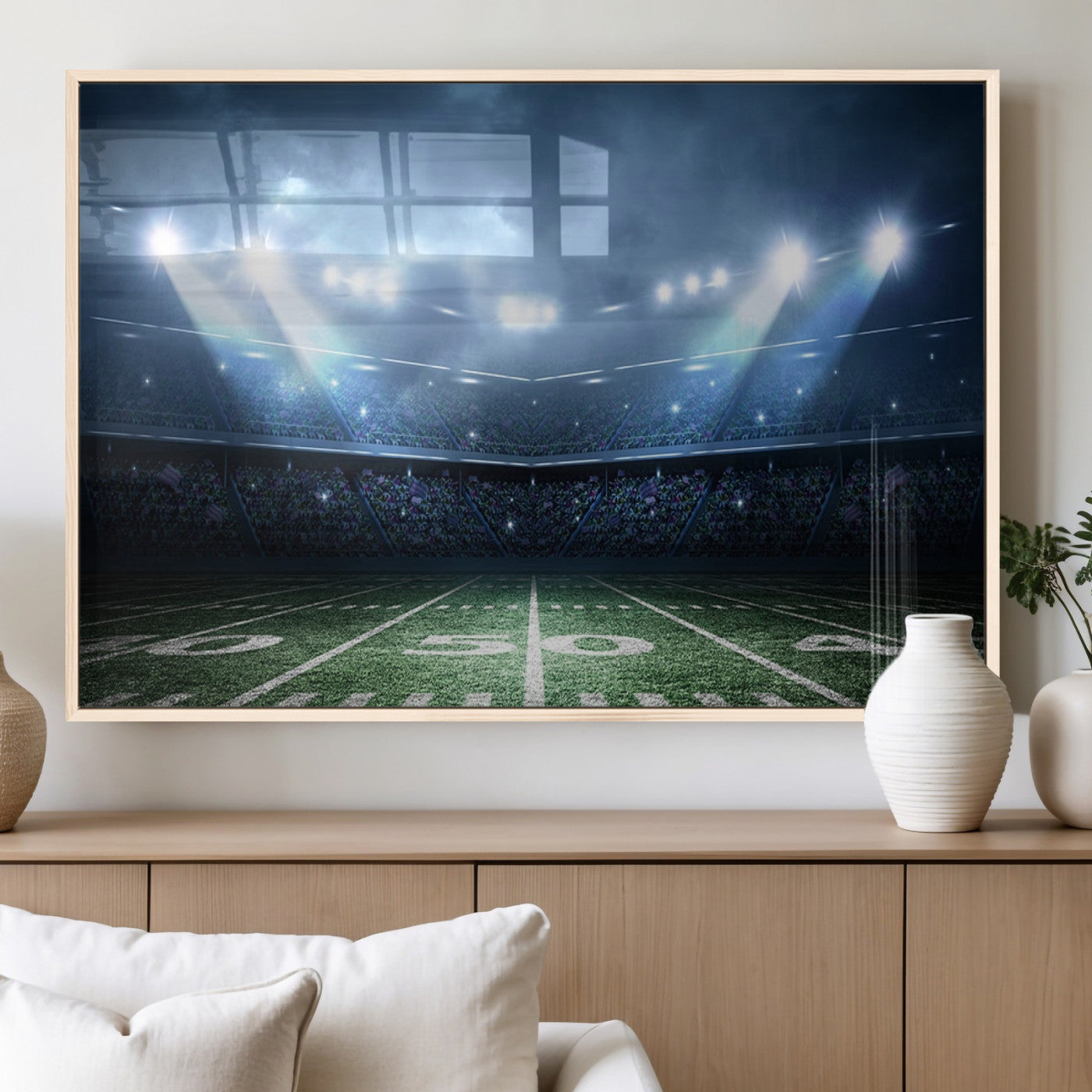 74741-MGV-FP-36X24-3P_Natural-American Football Stadium Wall Art Canvas, American Football Stadium Canvas Print