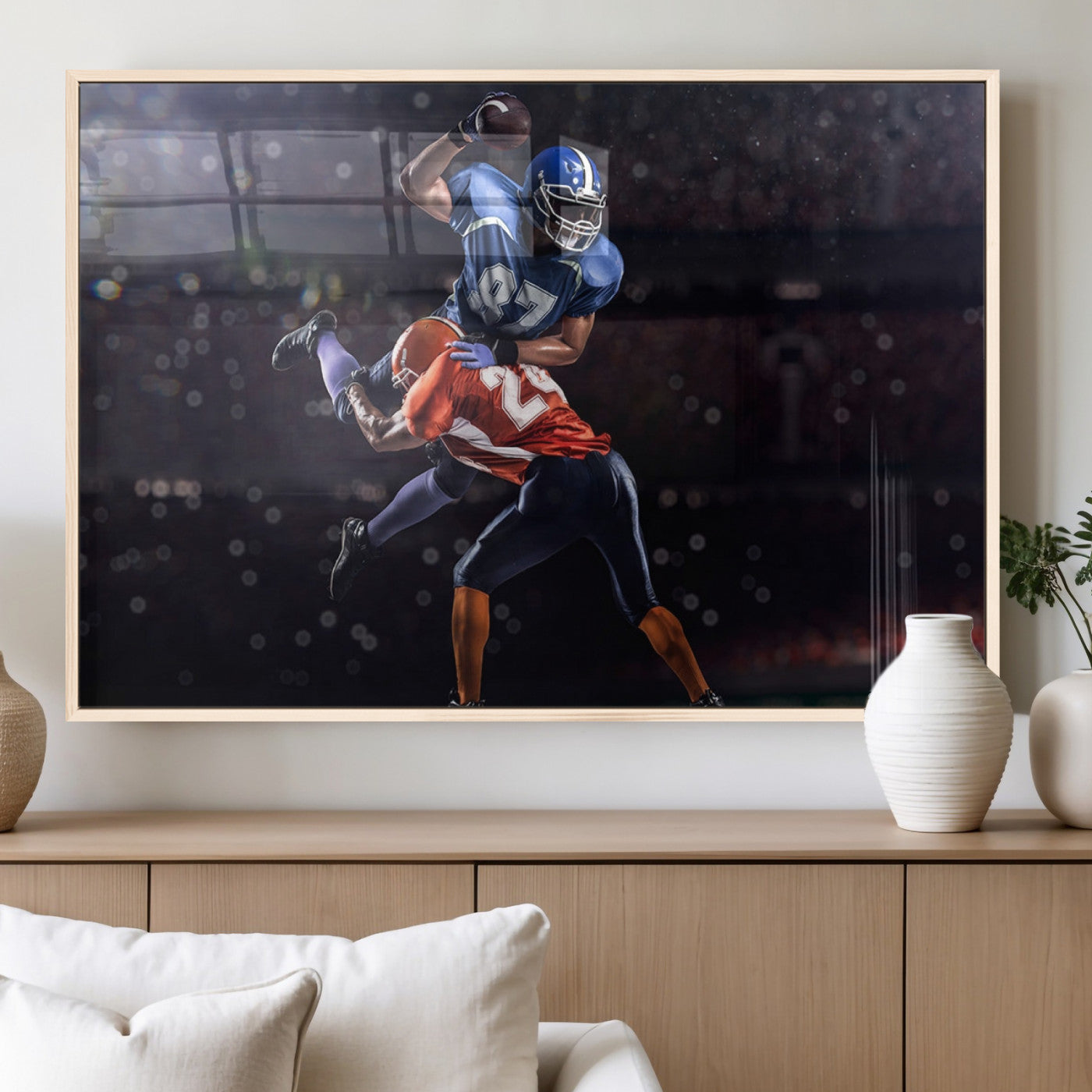 76491-MGV-FP-36X24-3P_Natural-American Football Wall Art Canvas Print, Stadium Sport Wall Art Print