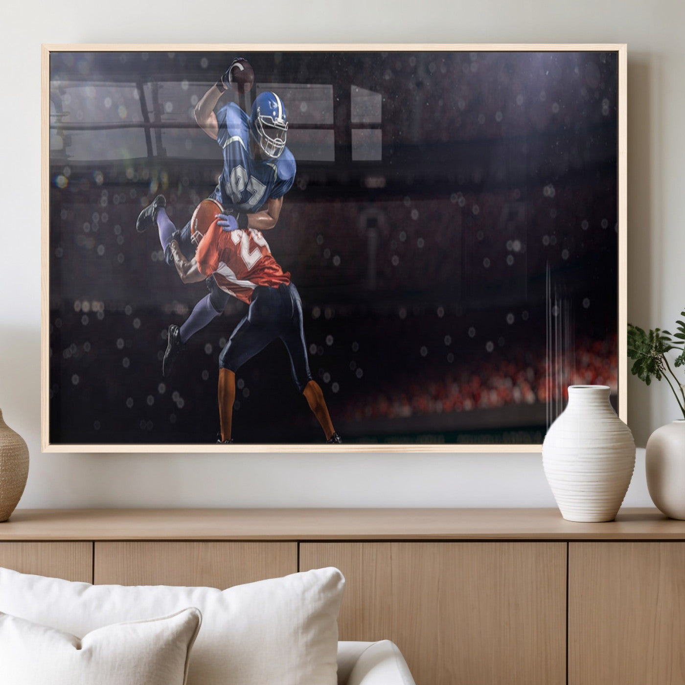 68009-MGV-FP-36X24-3P_Natural-American Football Wall Art Canvas Print, Stadium Sport Wall Art Print