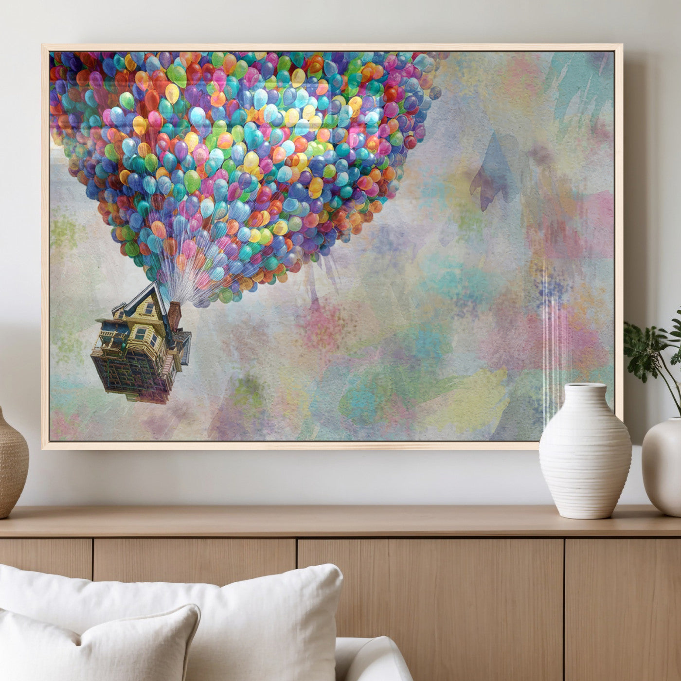 48558-MGV-FP-36X24-3P_Natural-Up Pixar Poster, Look Up Pixar Wall Art, Up Pixar Canvas, Kids Play Game Room Decor Wall Art