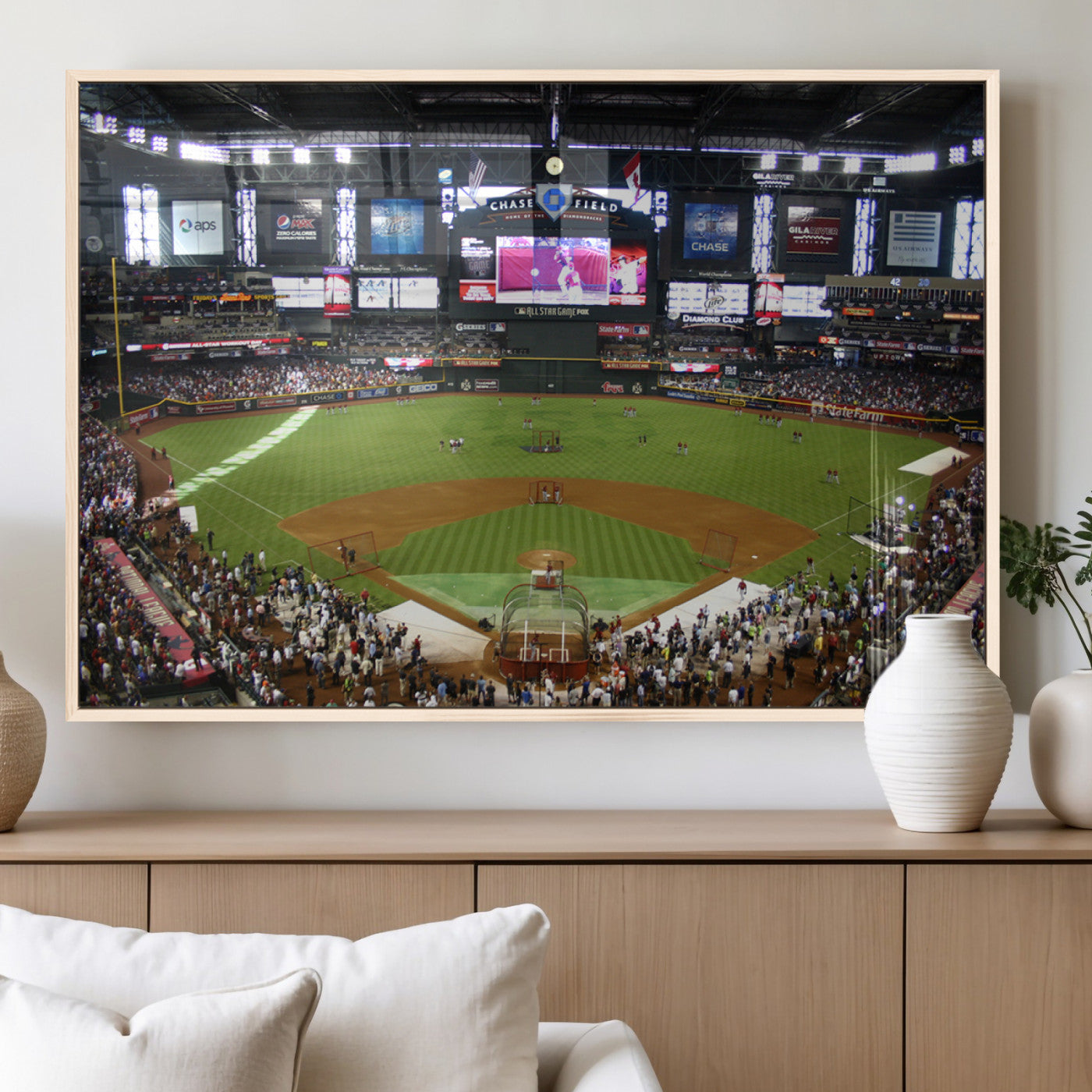 91630-MGV-FP-36X24-3P_Natural-Arizona Diamondbacks Baseball Team Print - Phoenix Chase Field Baseball Stadium Wall Art Canvas