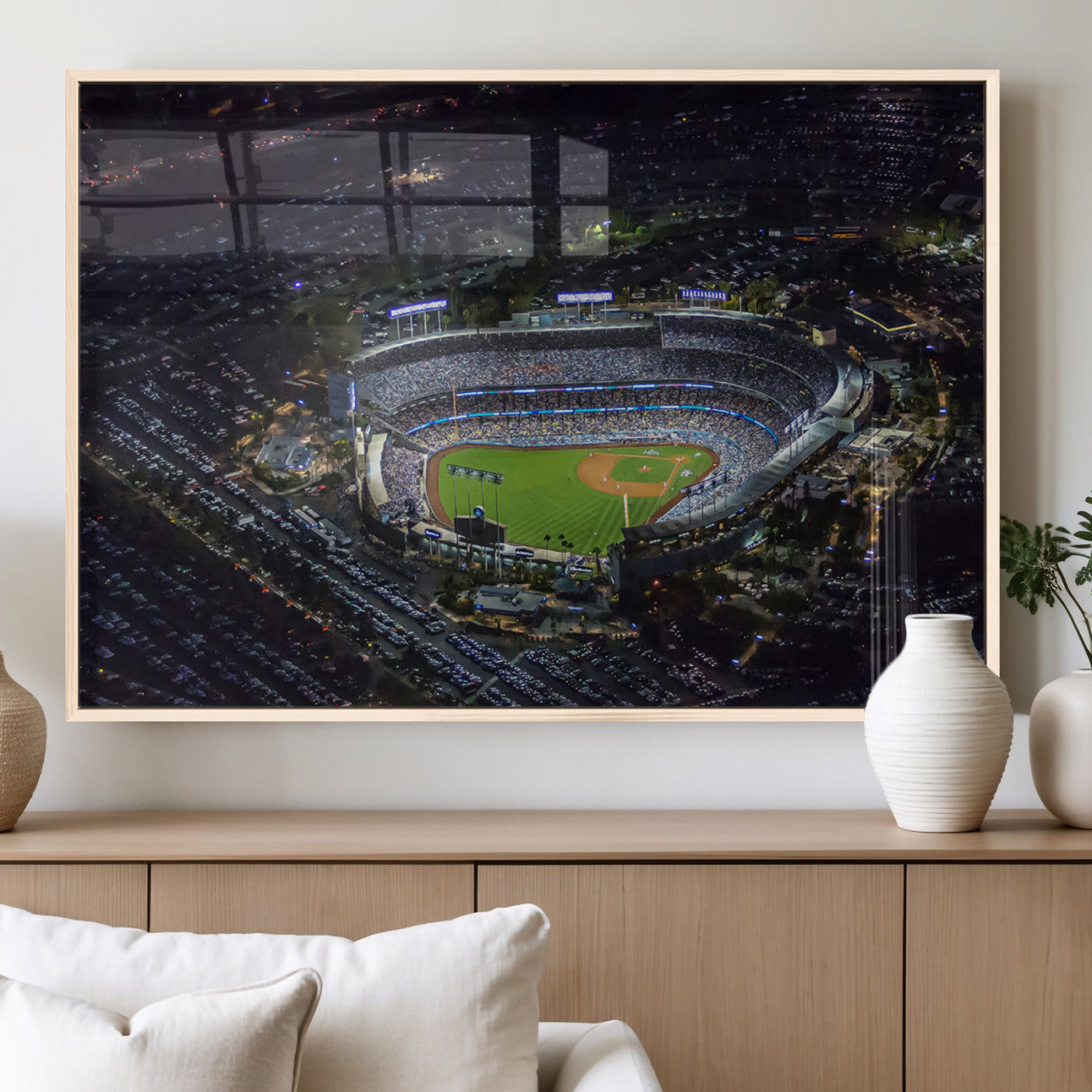 20932-MGV-FP-36X24-3P_Natural-Los Angeles Dodgers Dodger Stadium Wall Art Canvas Print - MLB Baseball Stadium