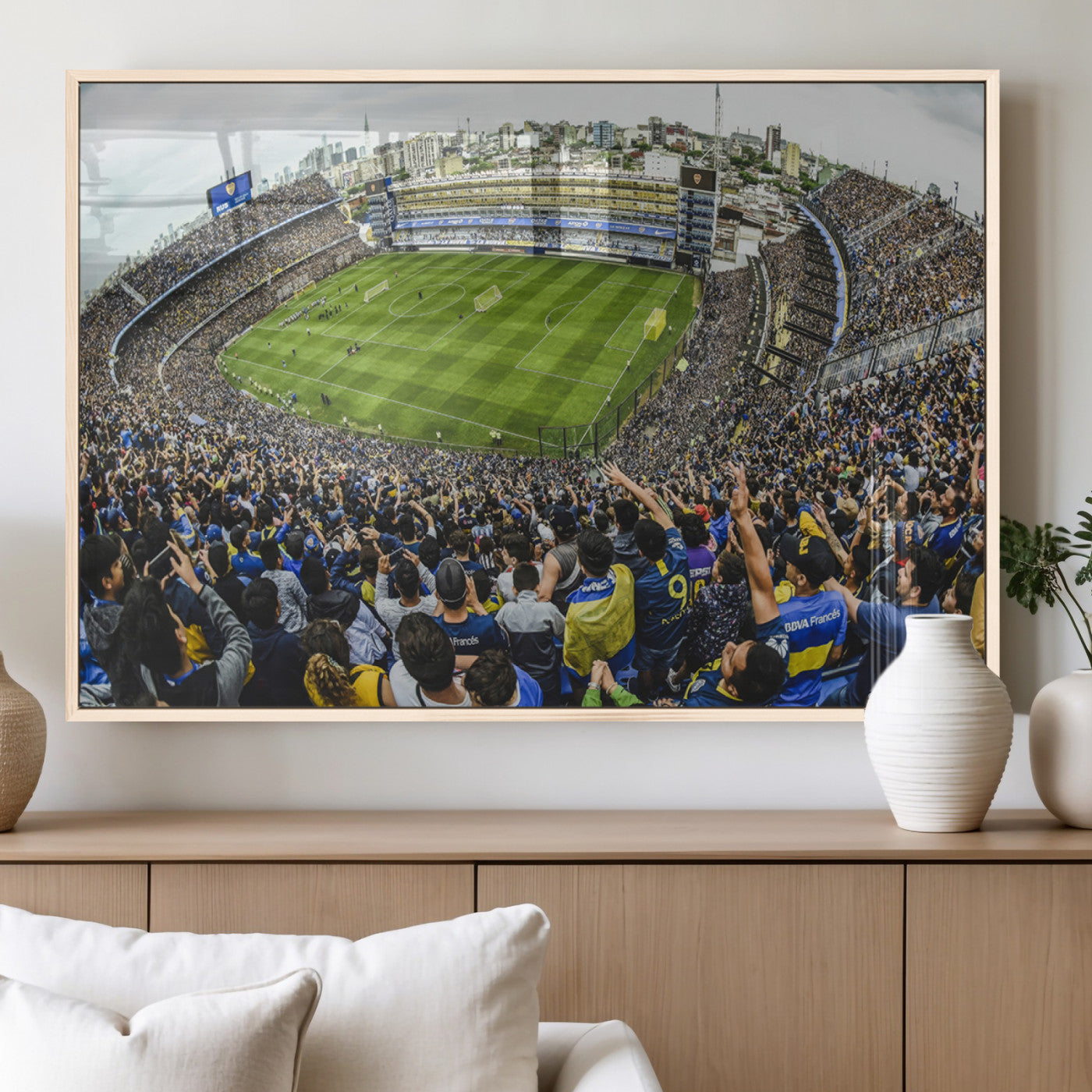 63839-MGV-FP-36X24-3P_Natural-Boca Juniors Soccer Team Print Wall Art - Buenos Aires Bombonera Stadium Canvas Print