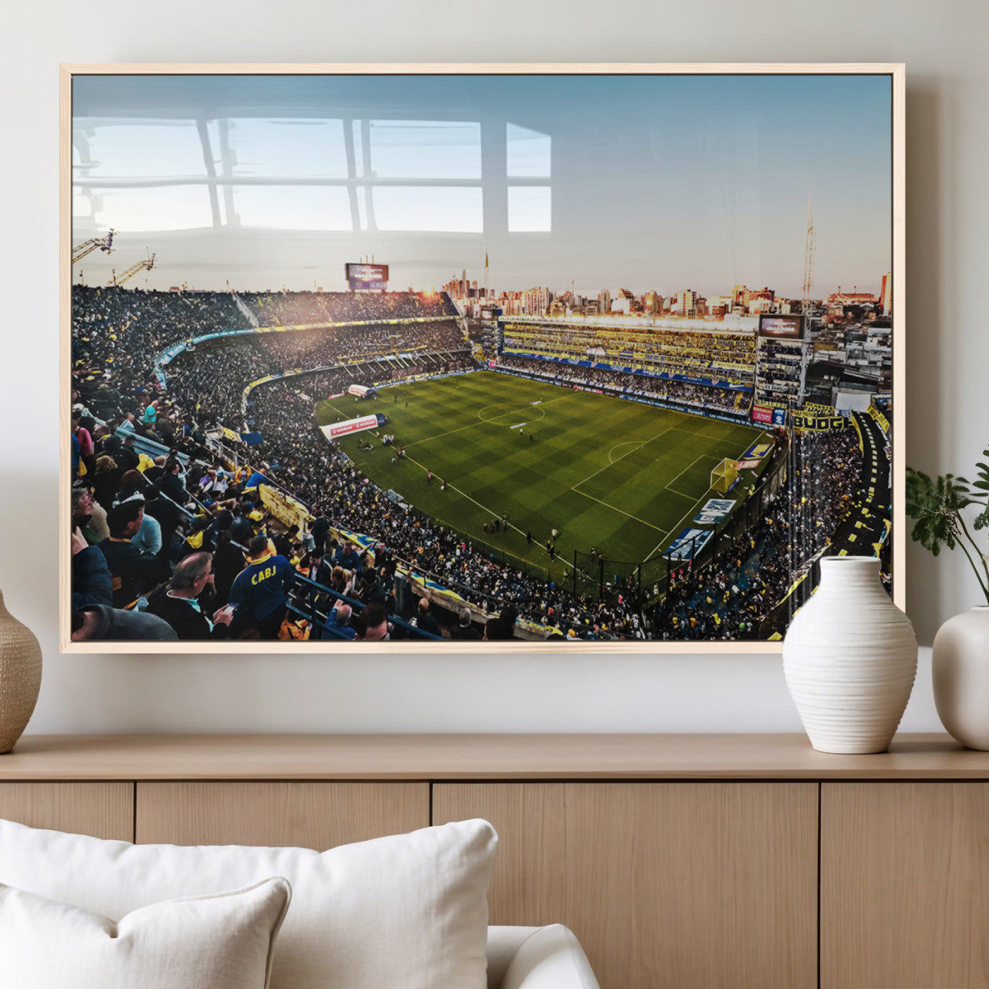 50105-MGV-FP-36X24-3P_Natural-Boca Juniors Soccer Team Print - Buenos Aires Bombonera Stadium Wall Art Canvas Print