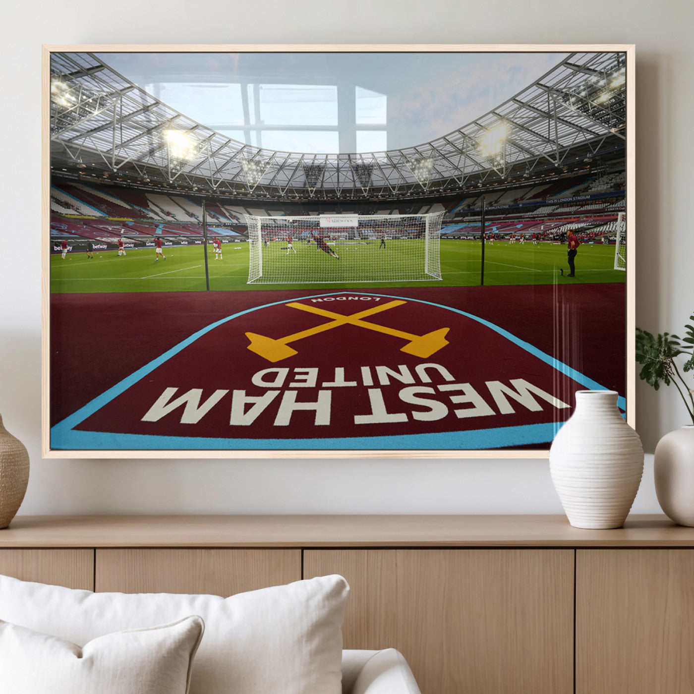77367-MGV-FP-36X24-3P_Natural-West Ham United FC Stadium Canvas Wall Art – London Stadium Football Print – Premier League Team