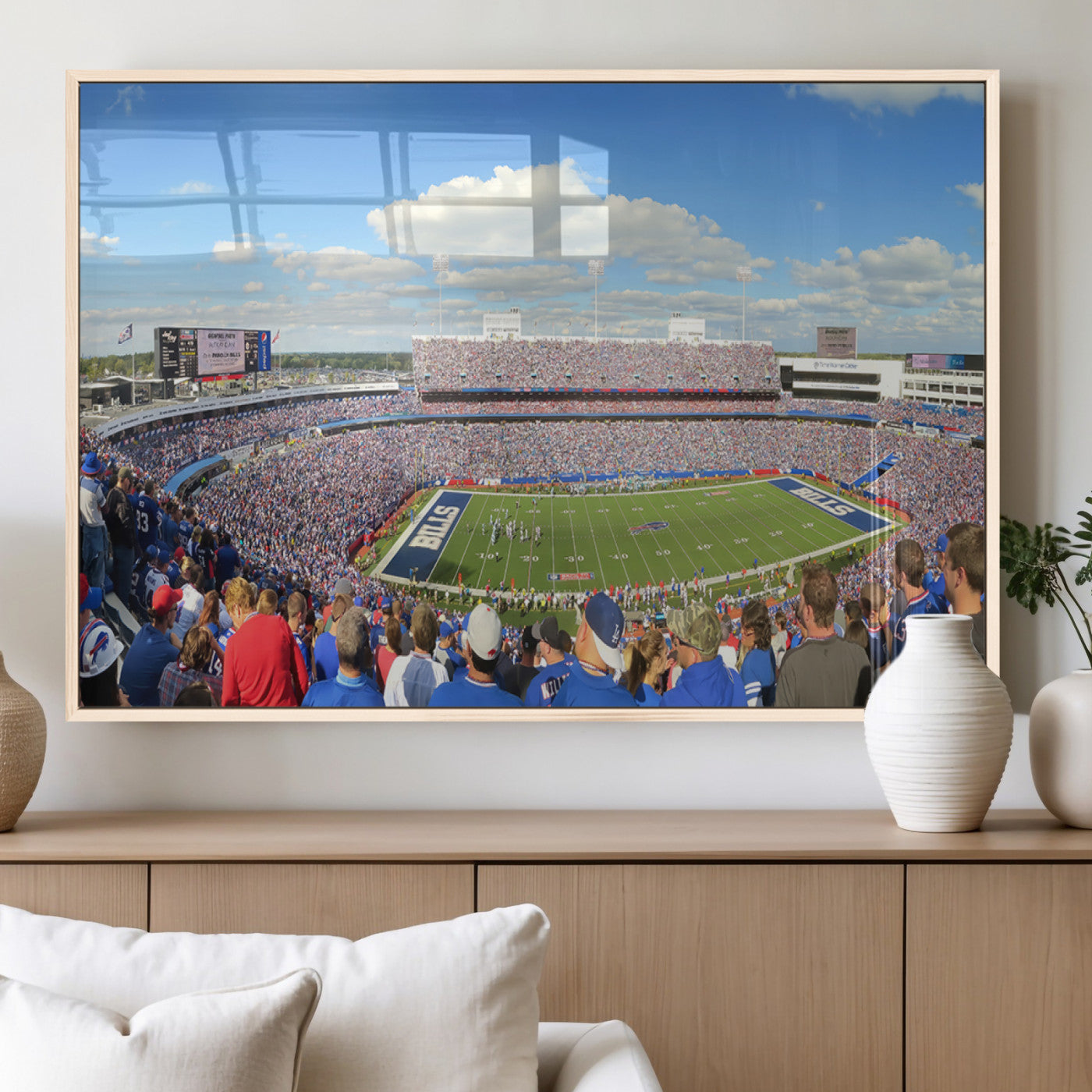35302-MGV-FP-36X24-3P_Natural-Buffalo Bills NFL Football Team Print - Buffalo Highmark Stadium Wall Art Canvas Print