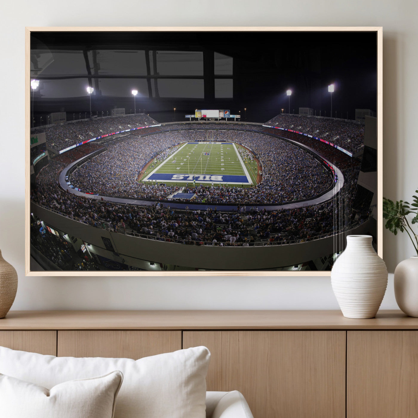98546-MGV-FP-36X24-3P_Natural-Buffalo Bills NFL Football Team Print - Buffalo Highmark Stadium Wall Art Canvas Print