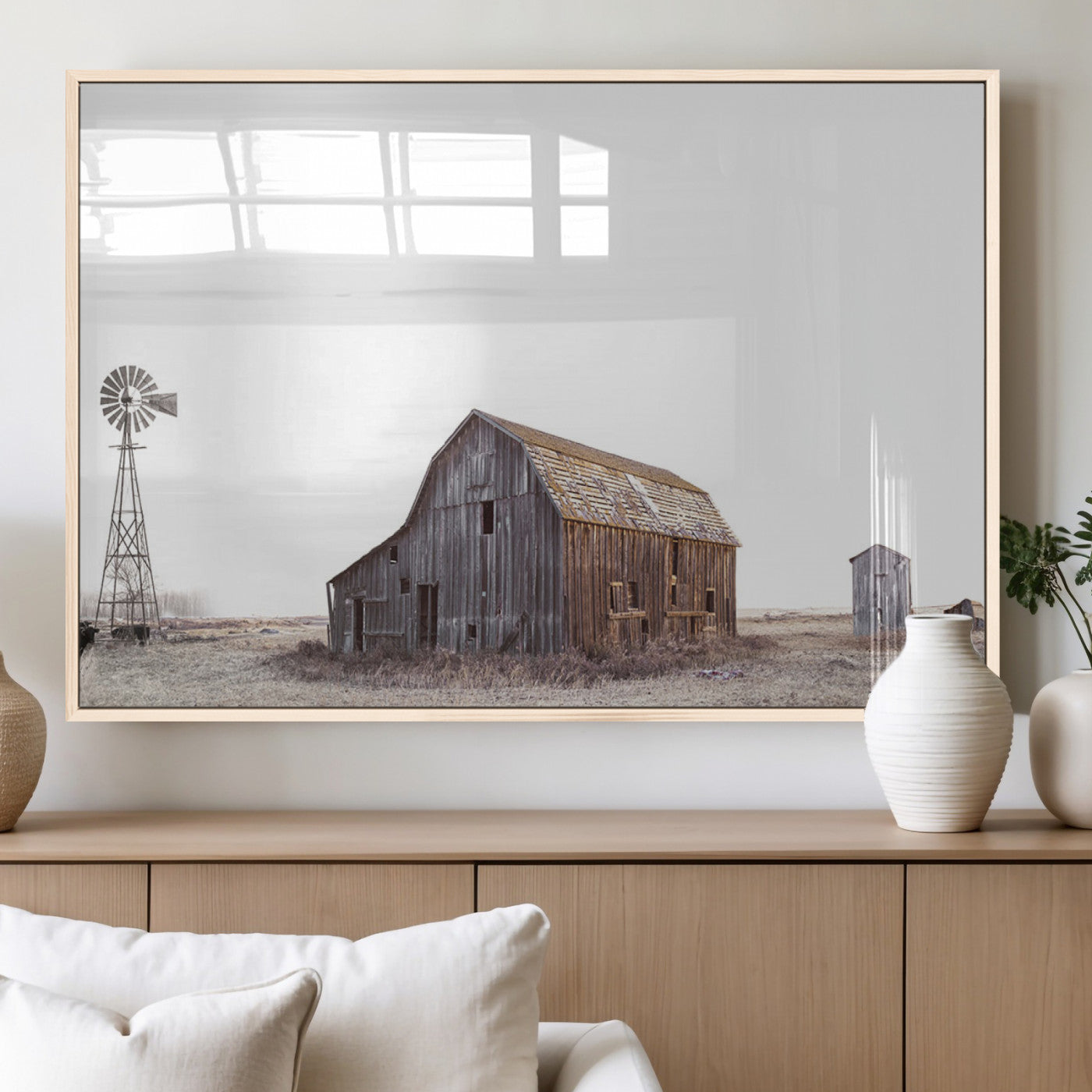 64560-MGV-FP-36X24-3P_Natural-Farm Prints Set, Set of 6 Farmhouse Wall Art, Country House Decor