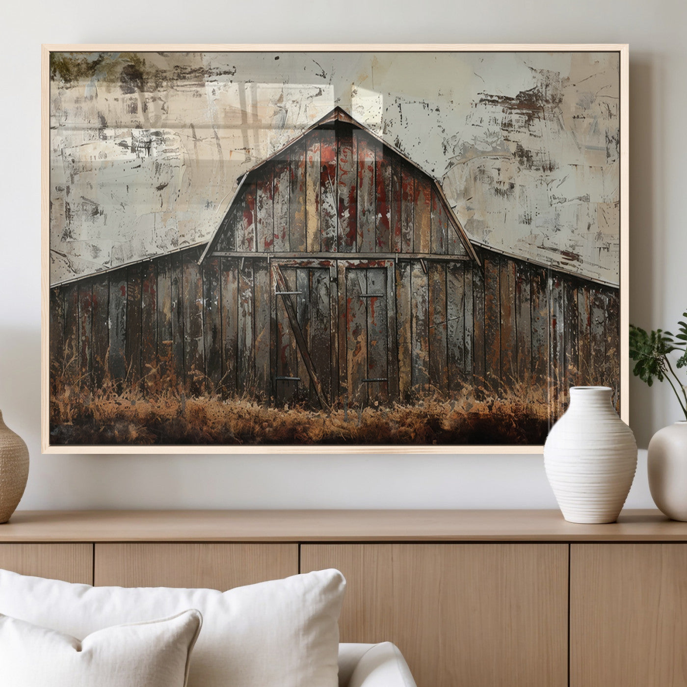 94486-MGV-FP-36X24-3P_Natural-Rustic Barn Wall Art | Farmhouse Wall Decor Canvas Print | Ready to Hang Barn Decor for Cabin or