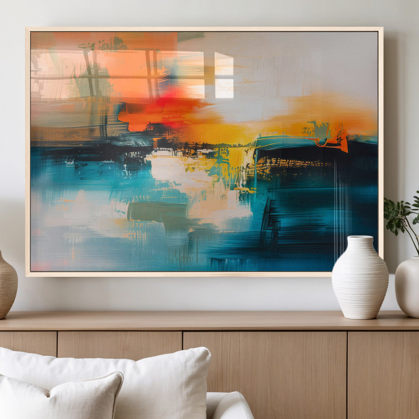 37083-MGV-FP-36X24-3P_Natural-Colorful Abstract Wall Art | Bold Modern Canvas Print | Ready to Hang and Framed for Living Room or