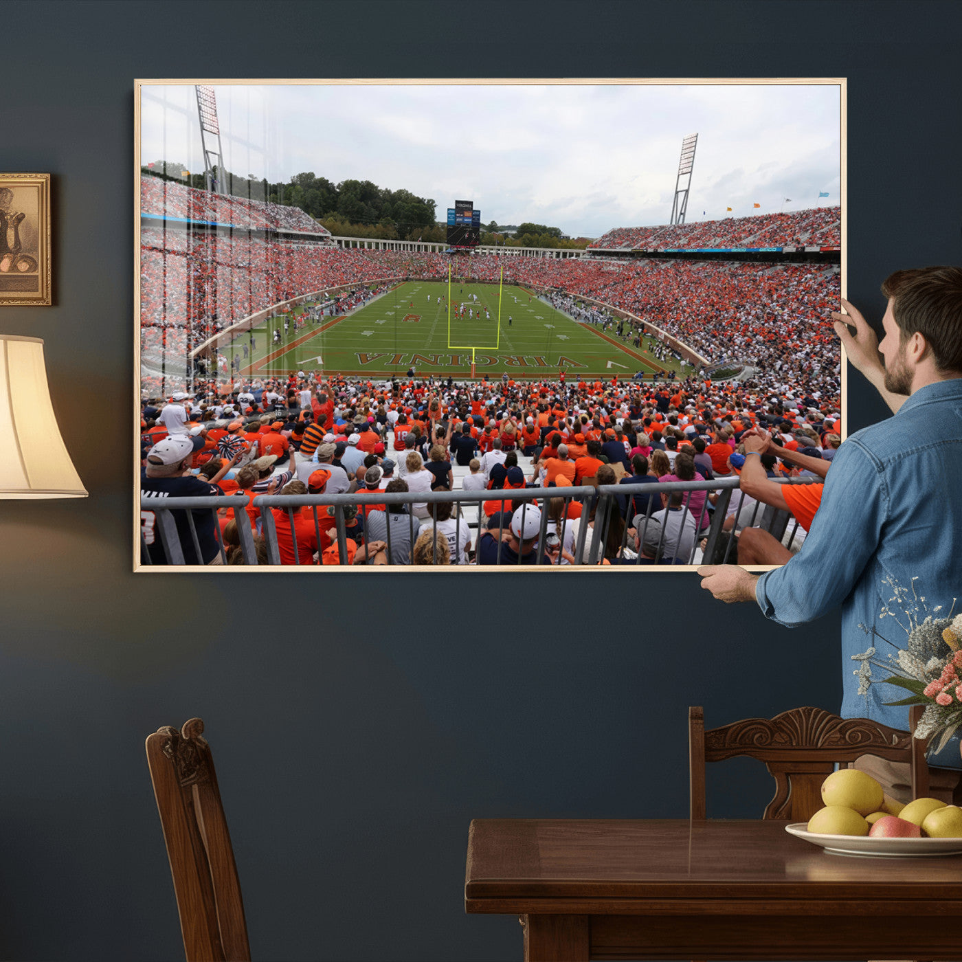 63606-MGV-CV-36X24 - Virginia Cavaliers Football Team Print - Charlottesville Scott Stadium Print Wall Art Canvas