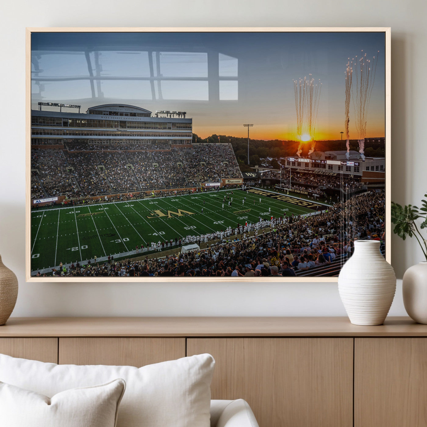 29253-MGV-FP-36X24-3P_Natural-Demon Deacons Football Team Print Canvas- Winston-Salem Allegacy Federal Credit Union Stadium Wall