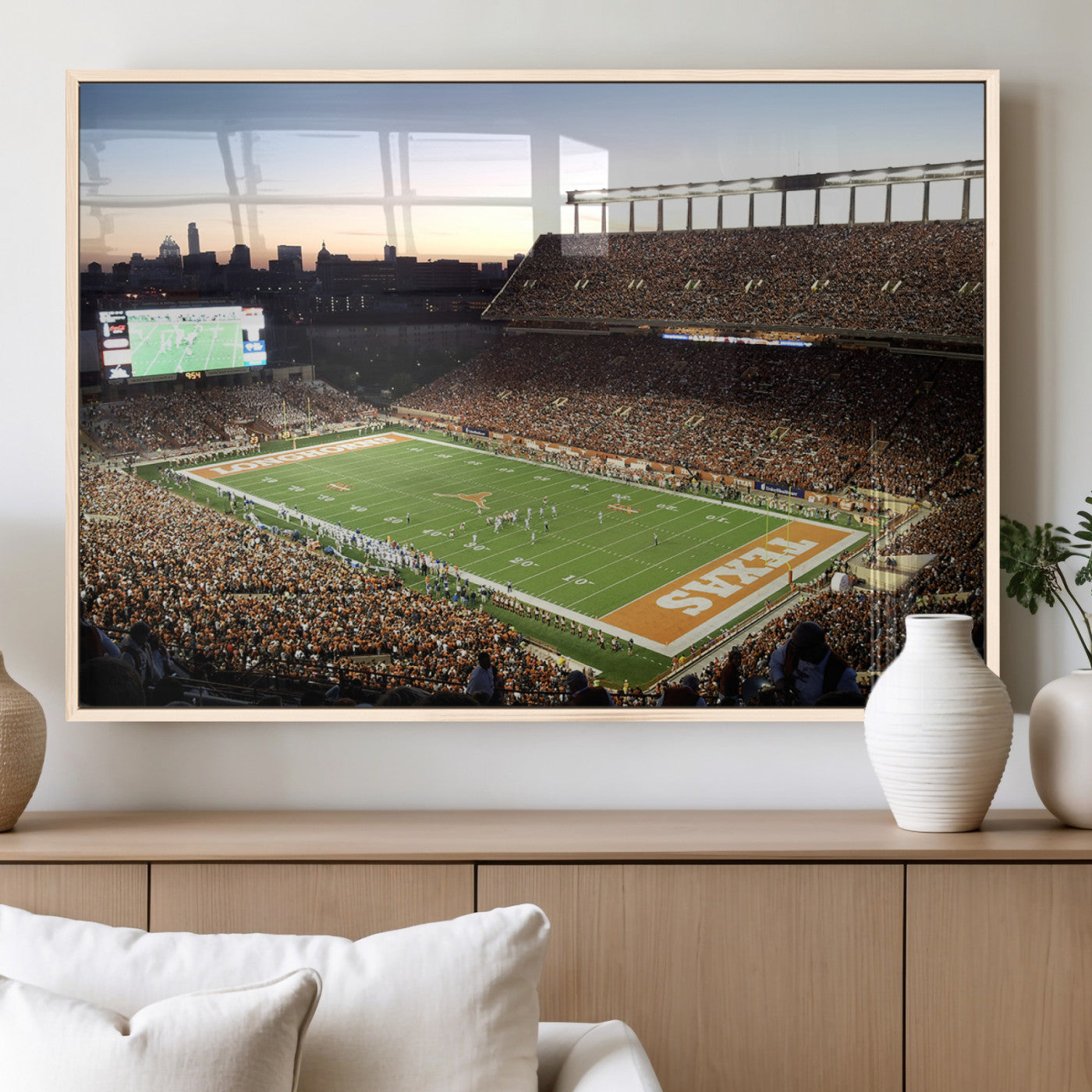 11455-MGV-FP-36X24-3P_Natural-Darrell K Royal-Texas Memorial Stadium Canvas Wall Art - Texas Longhorns Football Match