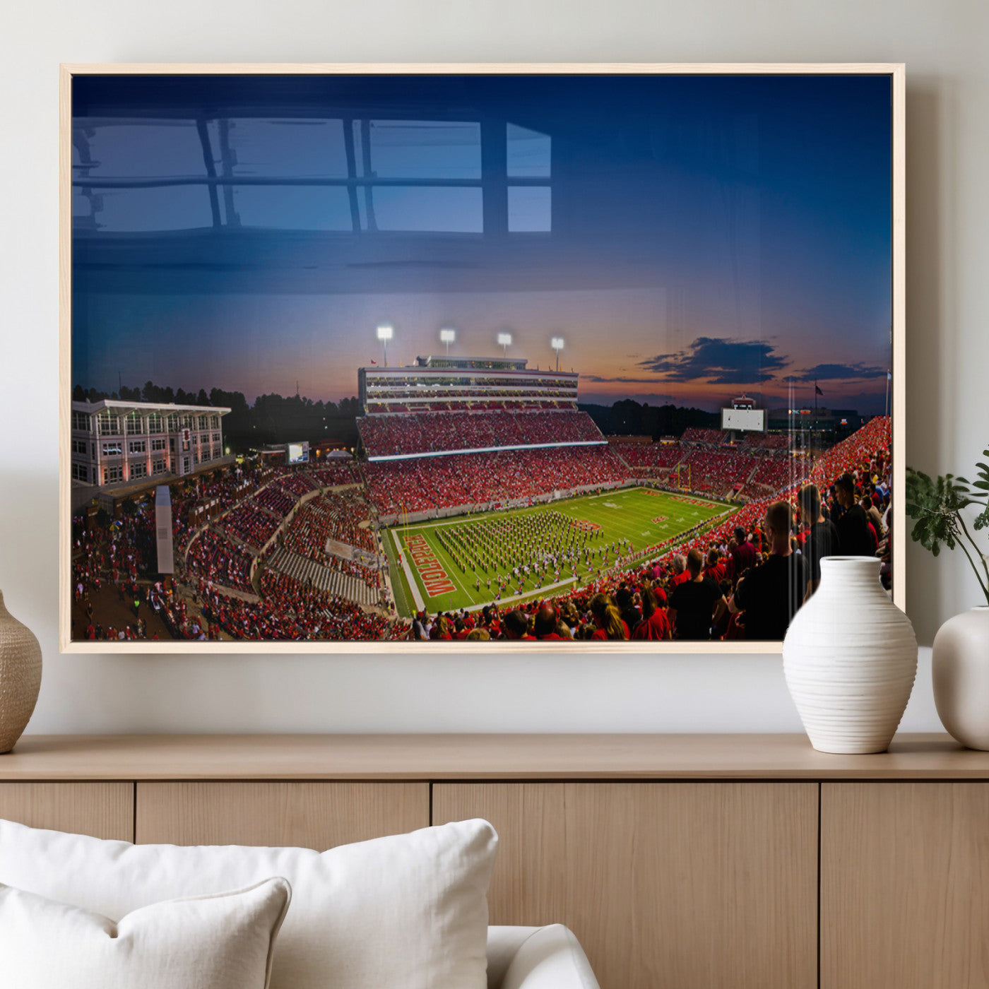76202-MGV-FP-36X24-3P_Natural-Wolfpack Football Team Wall Art Print - Raleigh Carter-Finley Stadium Wall Art Canvas Print