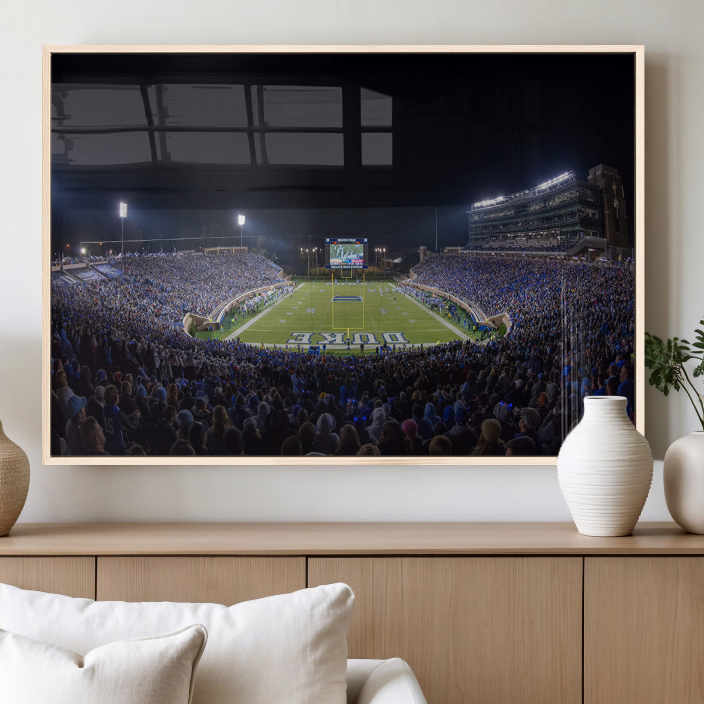 21070-MGV-FP-36X24-3P_Natural-Duke University Blue Devils Football Team Print - Durham Wallace Wade Stadium Wall Art Canvas Print