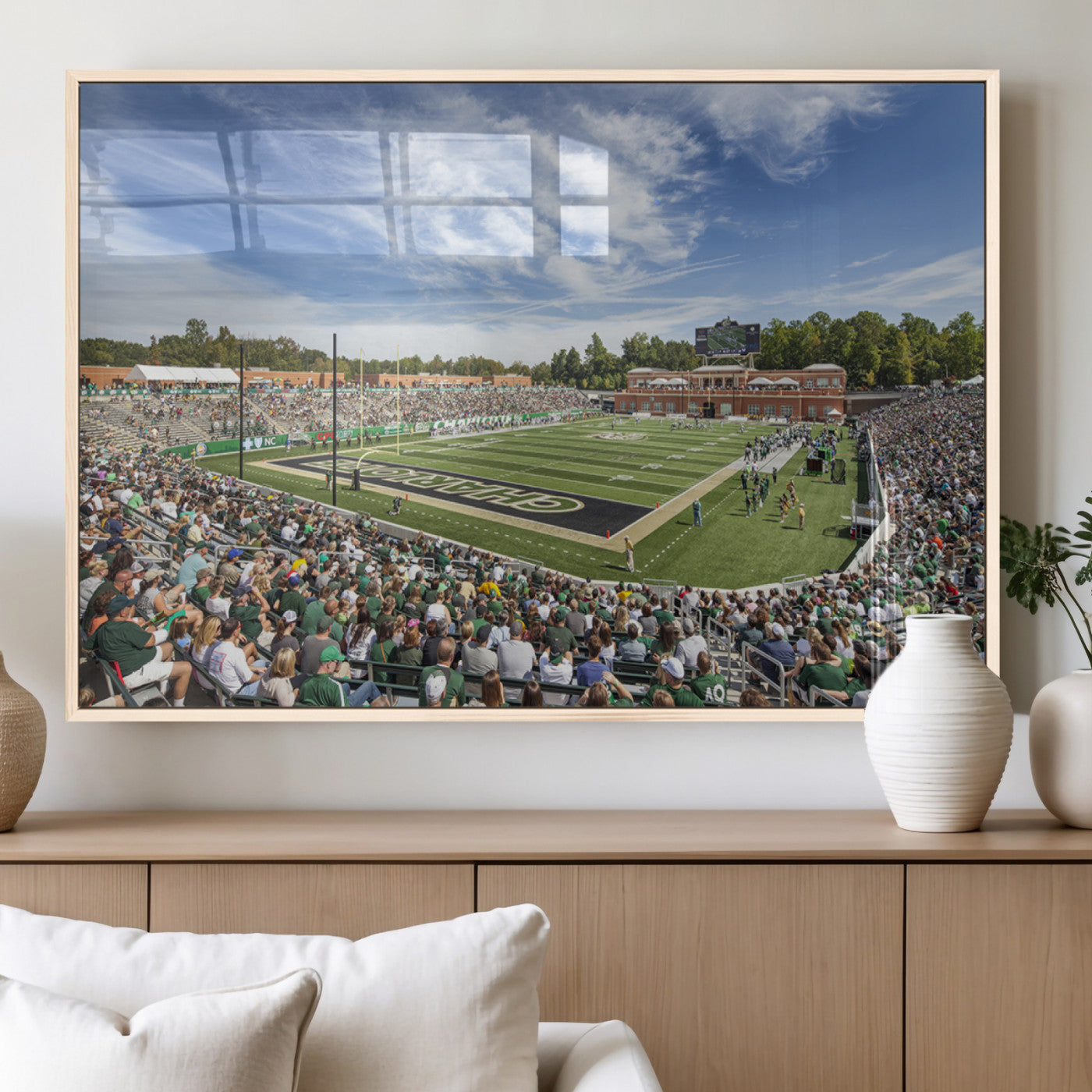 67799-MGV-FP-36X24-3P_Natural-University of Charlotte 49ers Football Team Print - Charlotte Jerry Richardson Stadium Canvas Print