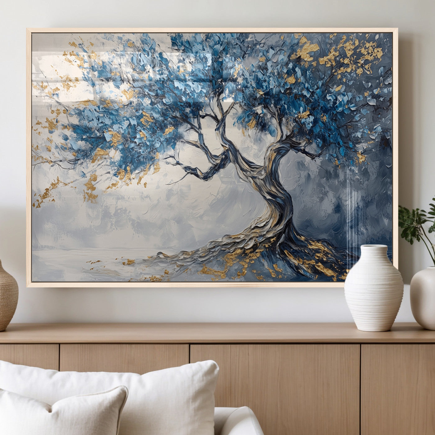 10259-MGV-FP-36X24-3P_Natural-Abstract Tree Painting Canvas Wall Art | Tree of Life Painting Wall Art Canvas Print