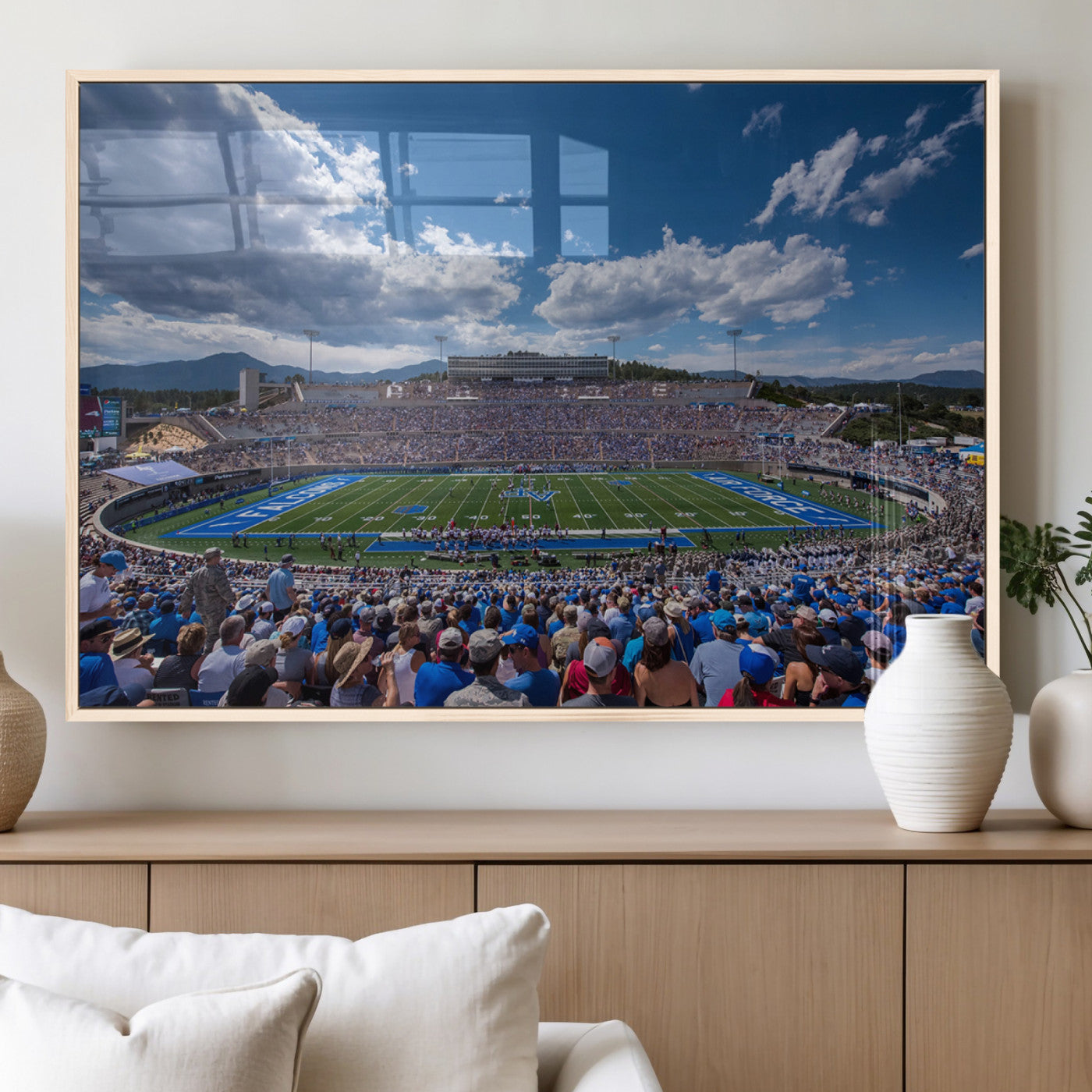 59281-MGV-FP-36X24-3P_Natural-Air Force Falcons Football Team Print - Colorado Springs Falcon Stadium Wall Art Canvas Print