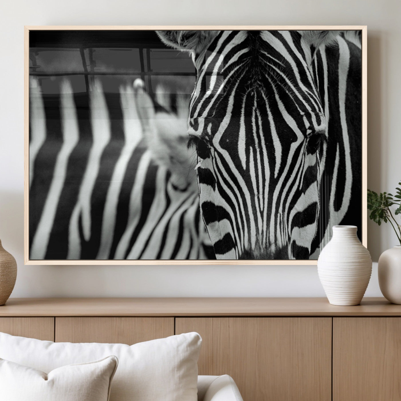 MGV-FP-36X24-3P - Zebra Wall Art – Close Up Black and White Animal Print, Bold Safari Decor for Living Room, Office, or Bedroom