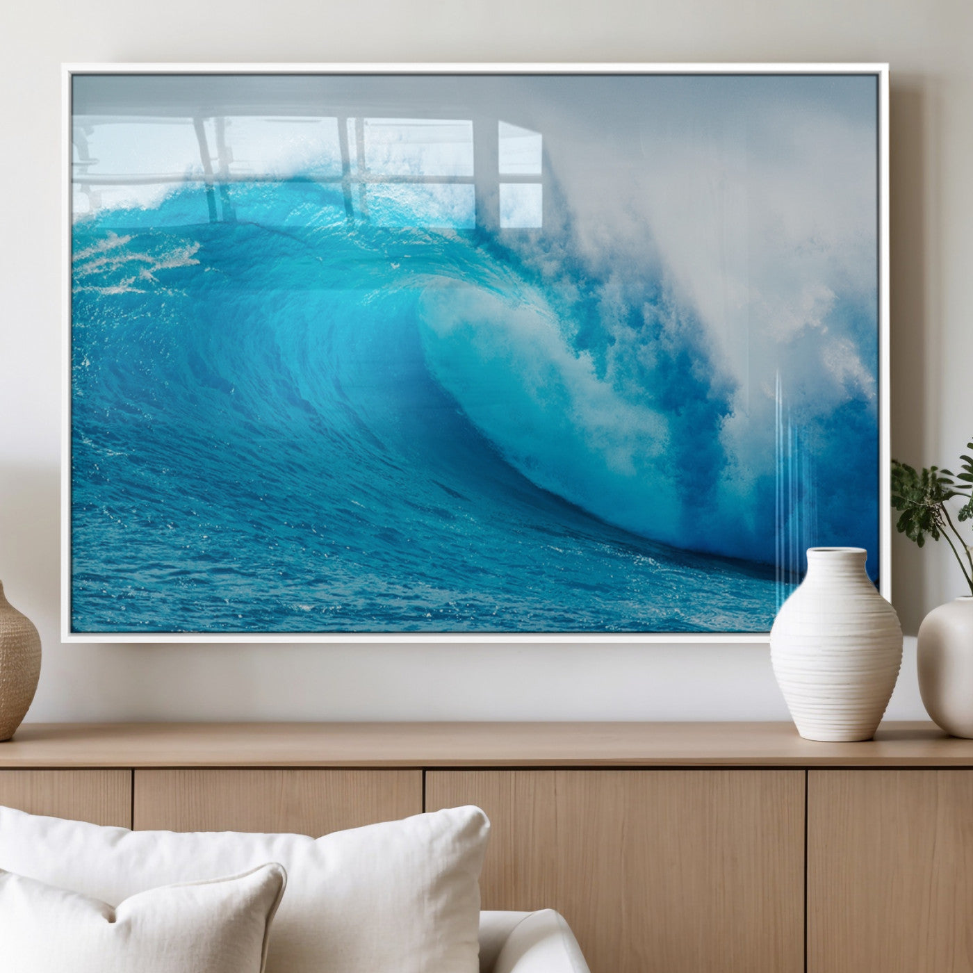 13117-MGV-FP-36X24-3P_White-Big Ocean Surfing Wave Wall Art Canvas Print